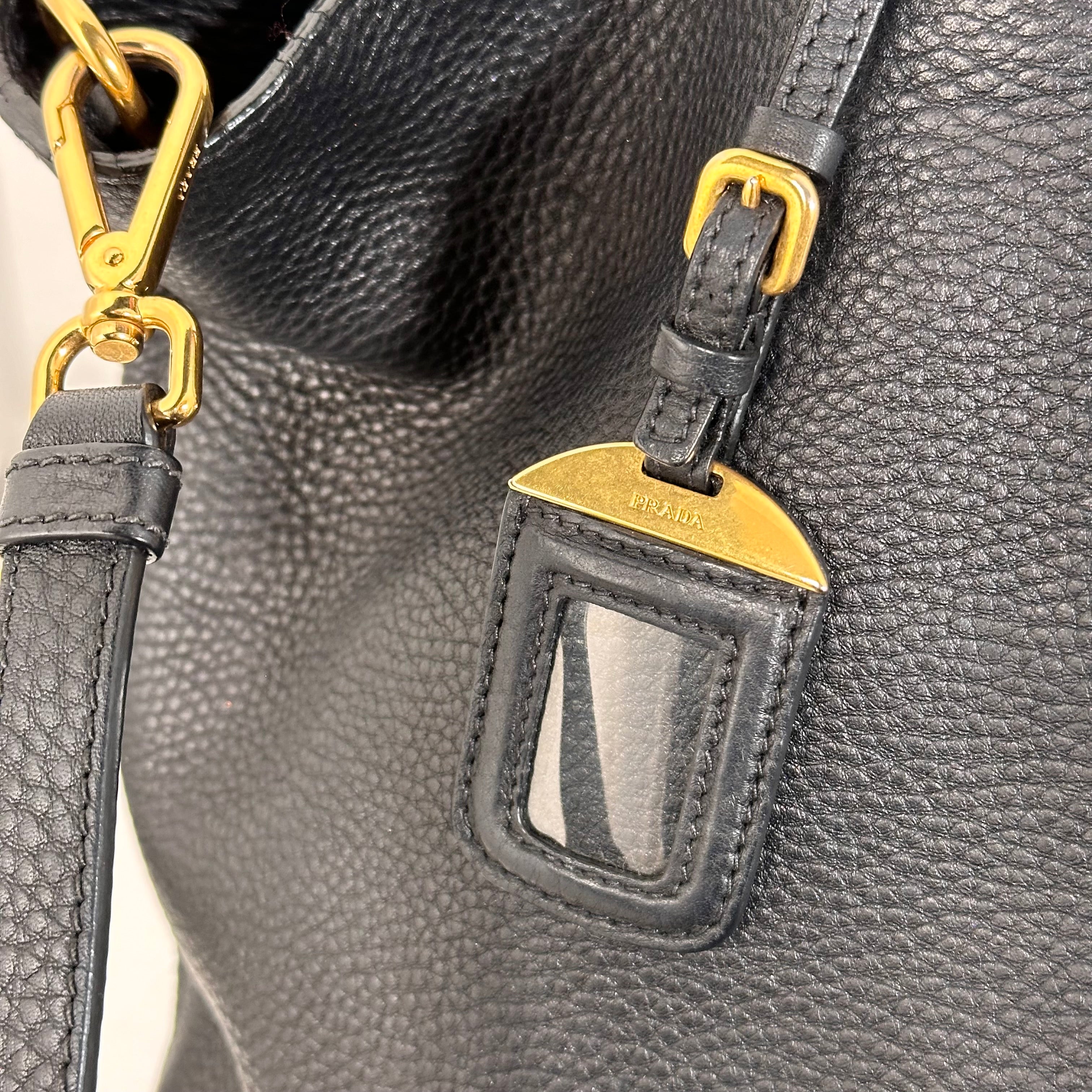 Black Vitello Leather Tote