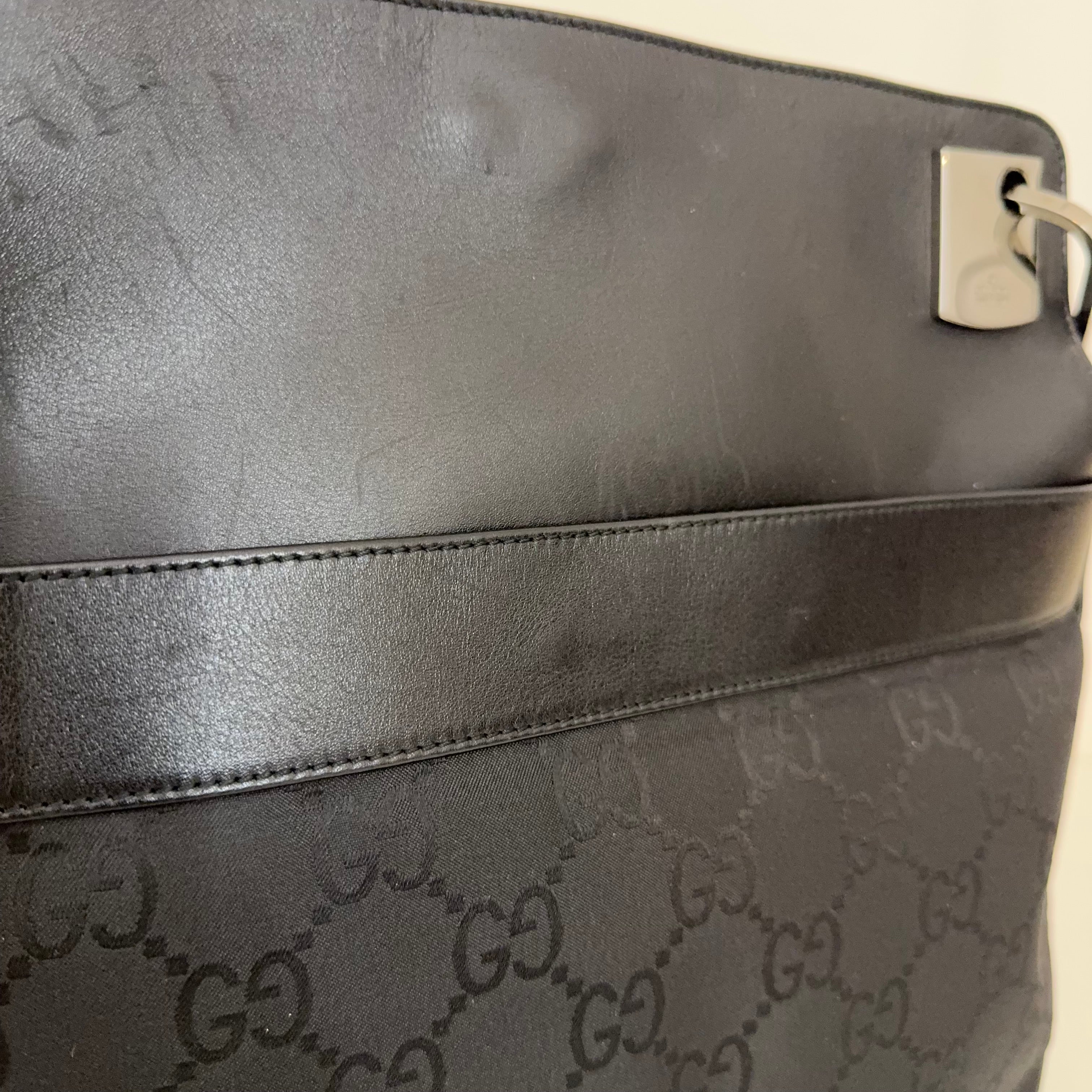 Black GG Nylon Shoulder Bag