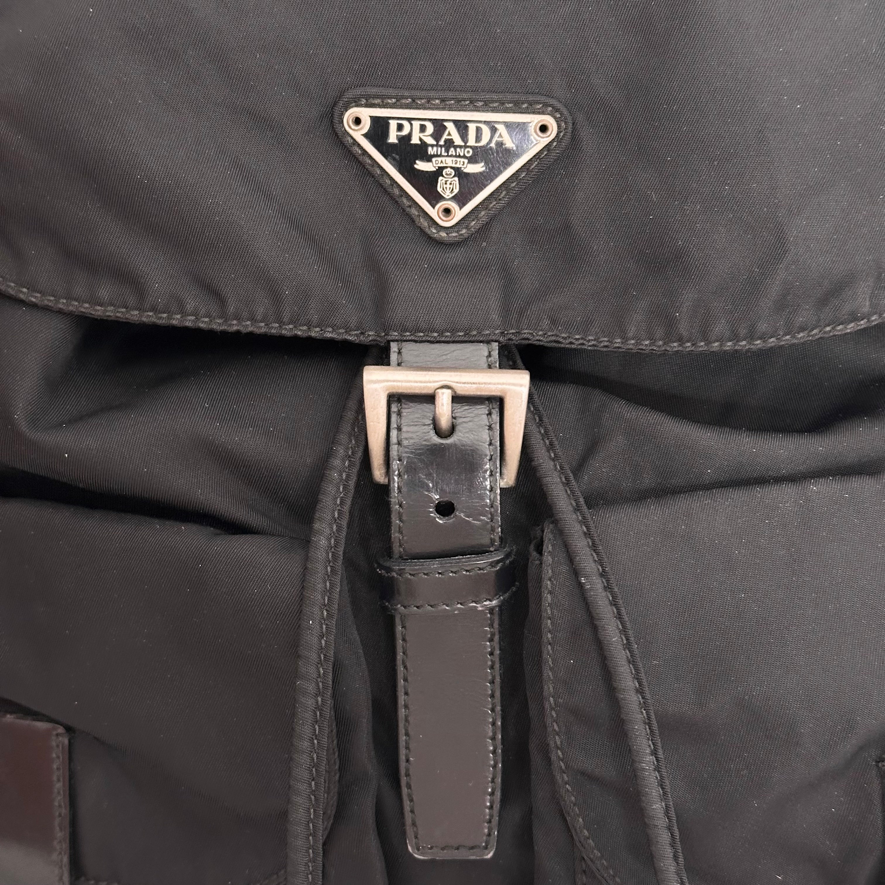 Black Nylon Tessuto Backpack