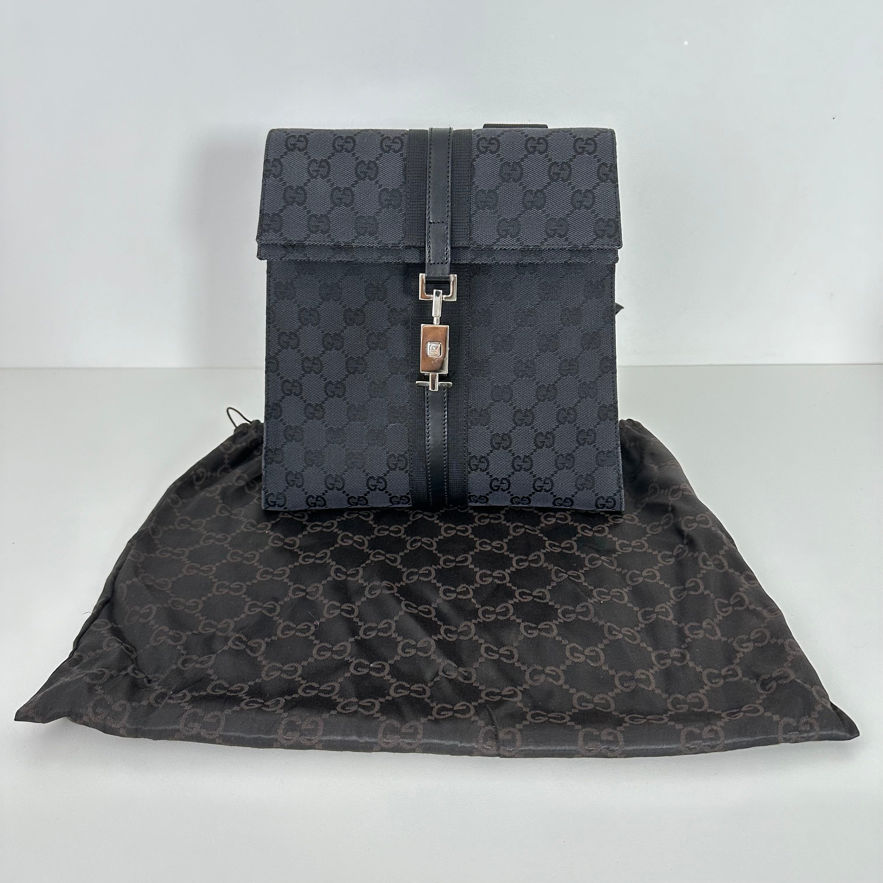 Black GG Web Backpack