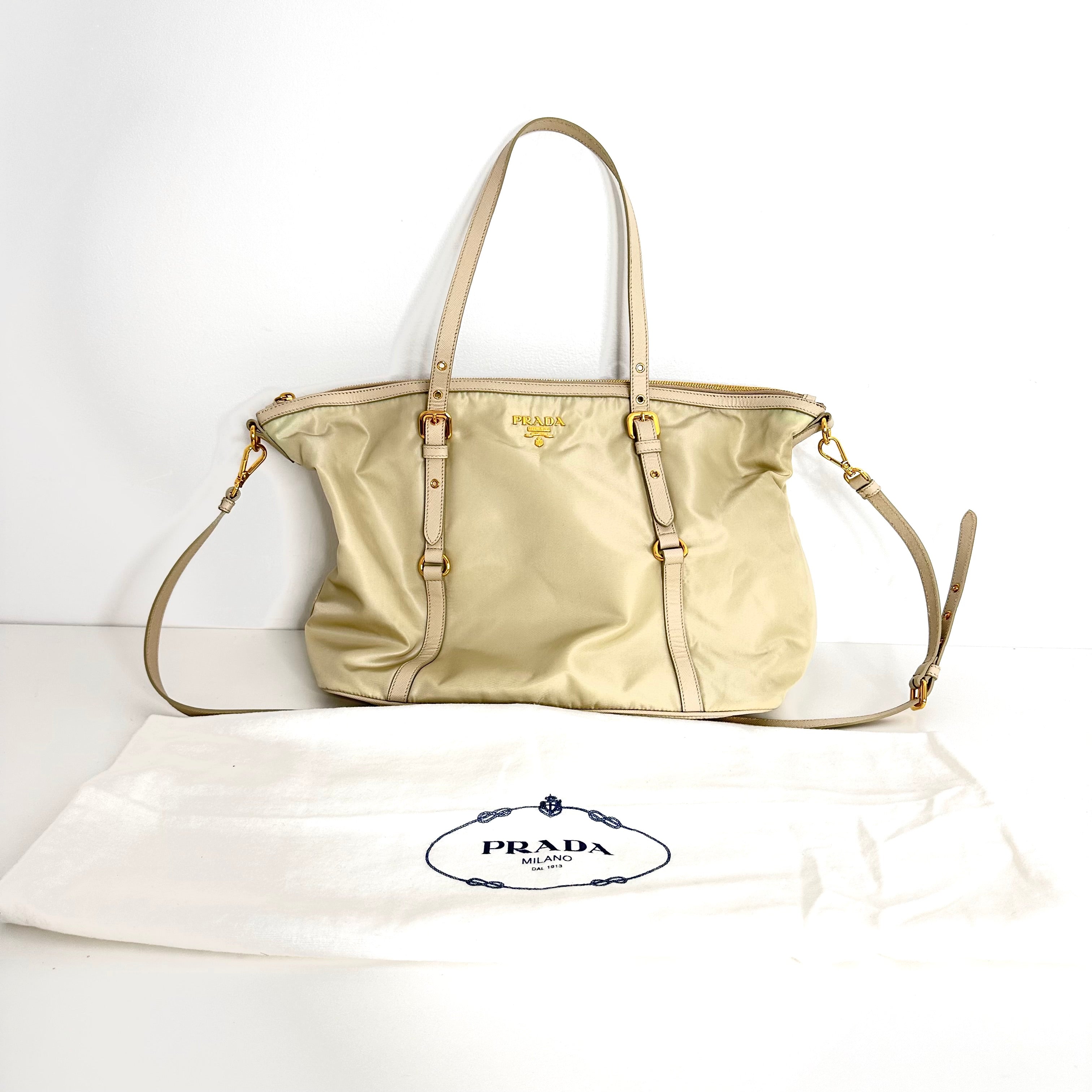 Ivory Nylon Tessuto Tote