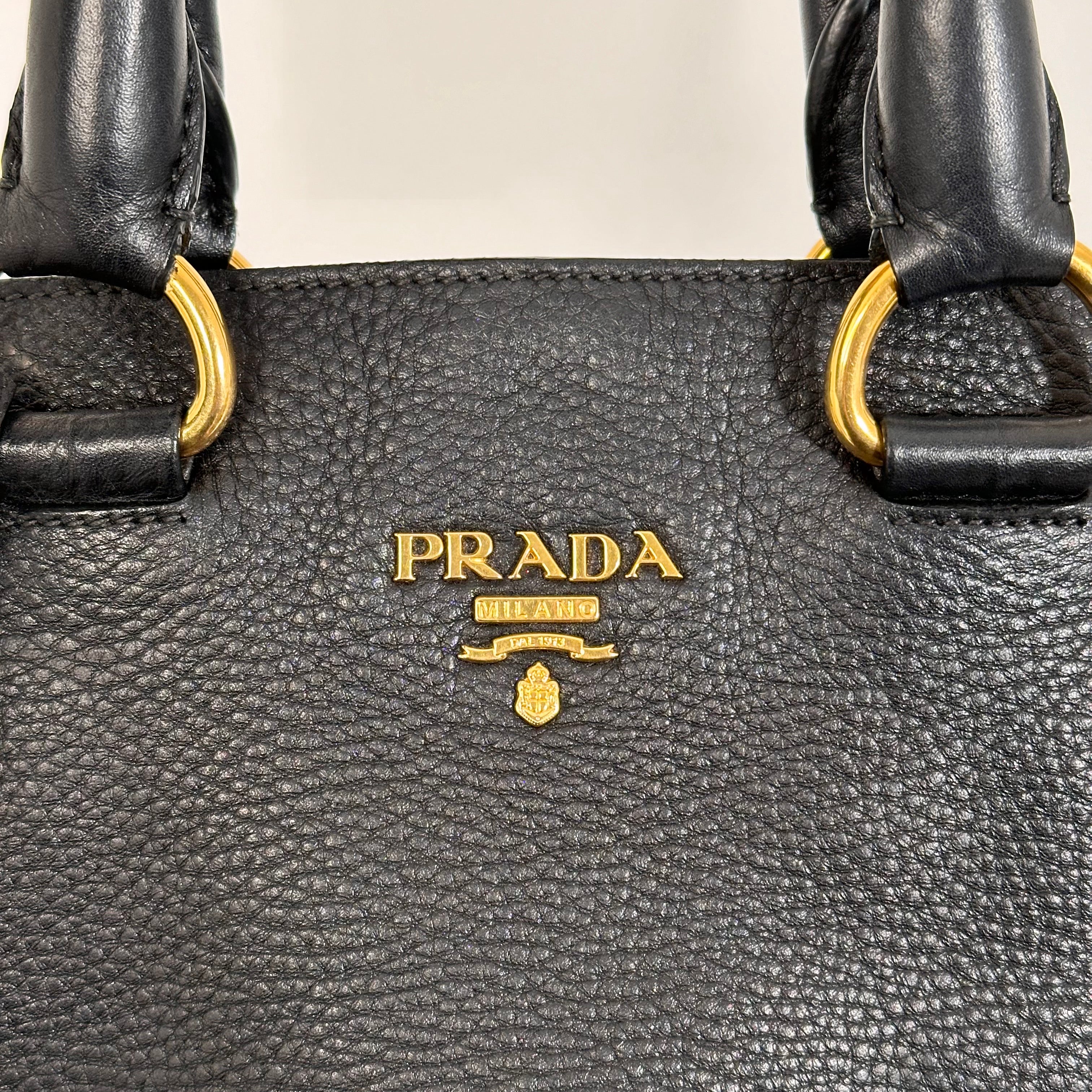 Black Vitello Leather Tote