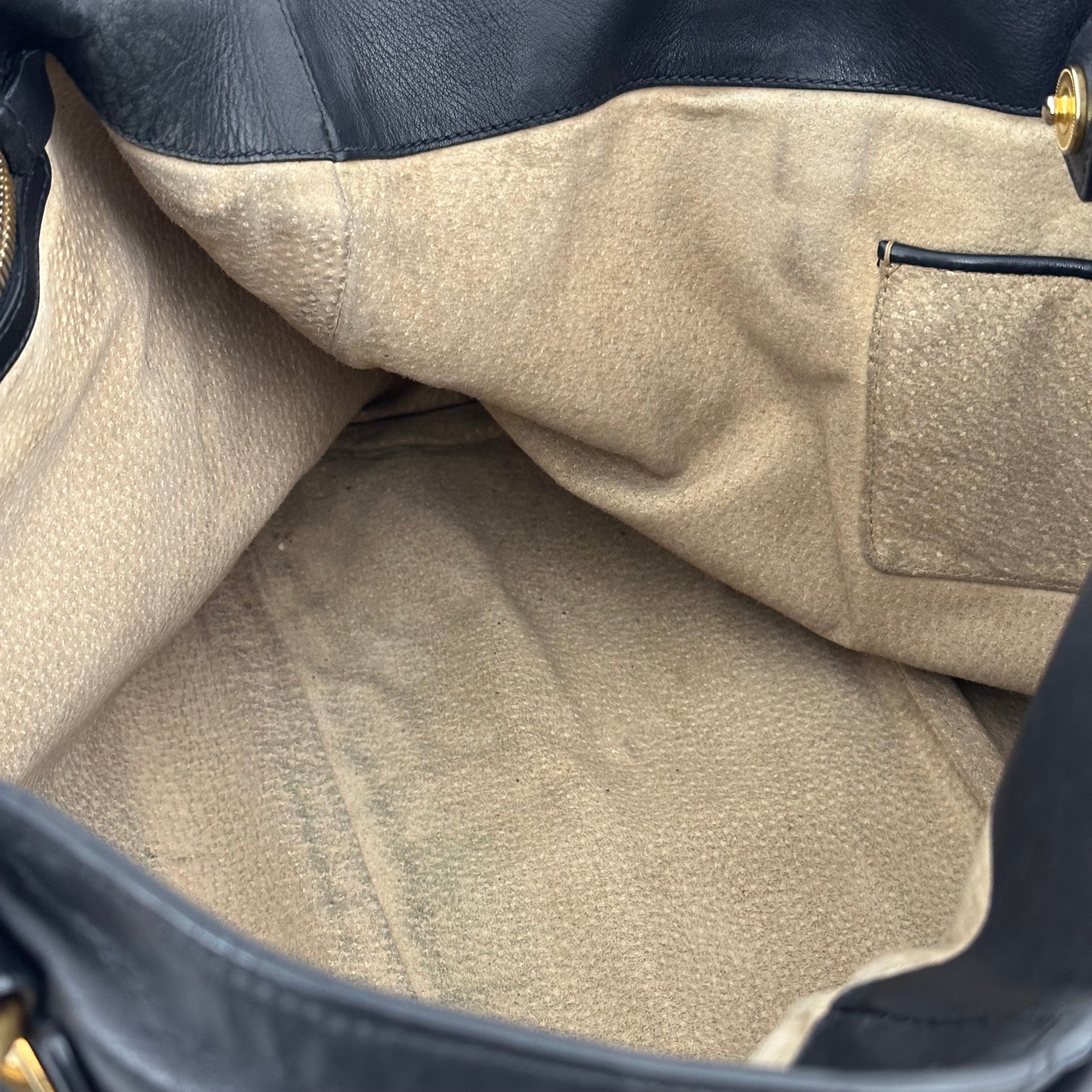 Large Bauletto Nero Calfskin Leather Bag