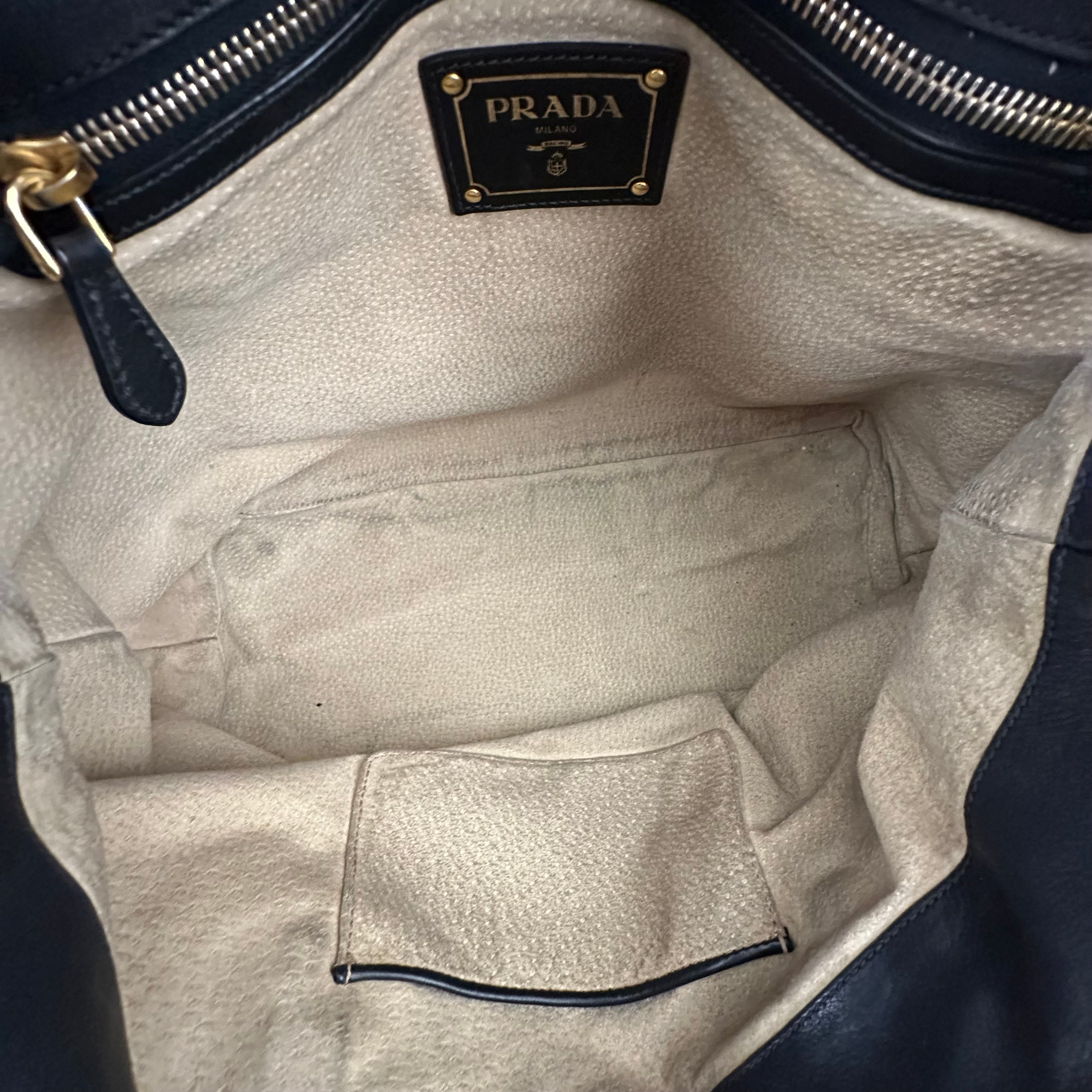 Large Bauletto Nero Calfskin Leather Bag