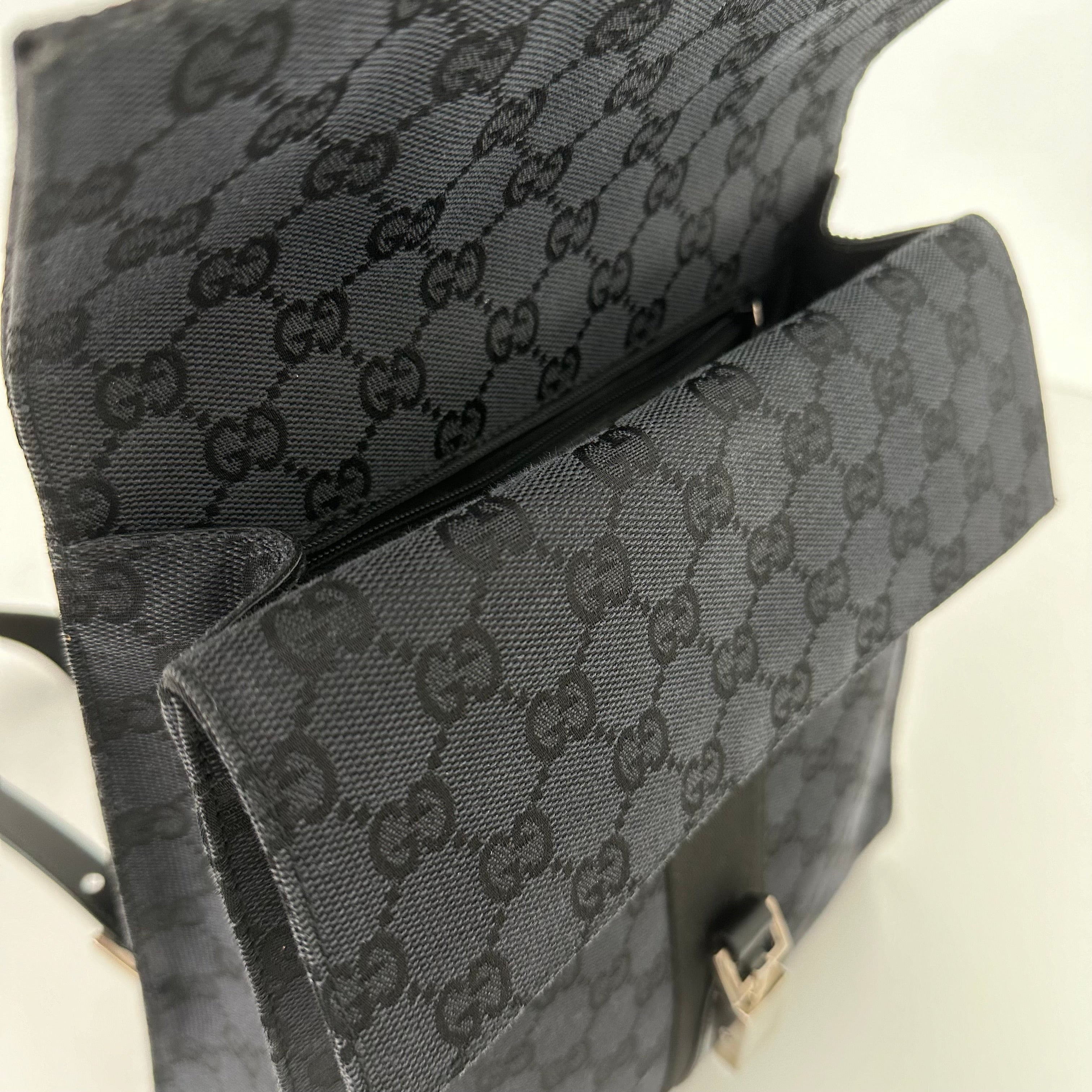 Black GG Web Backpack