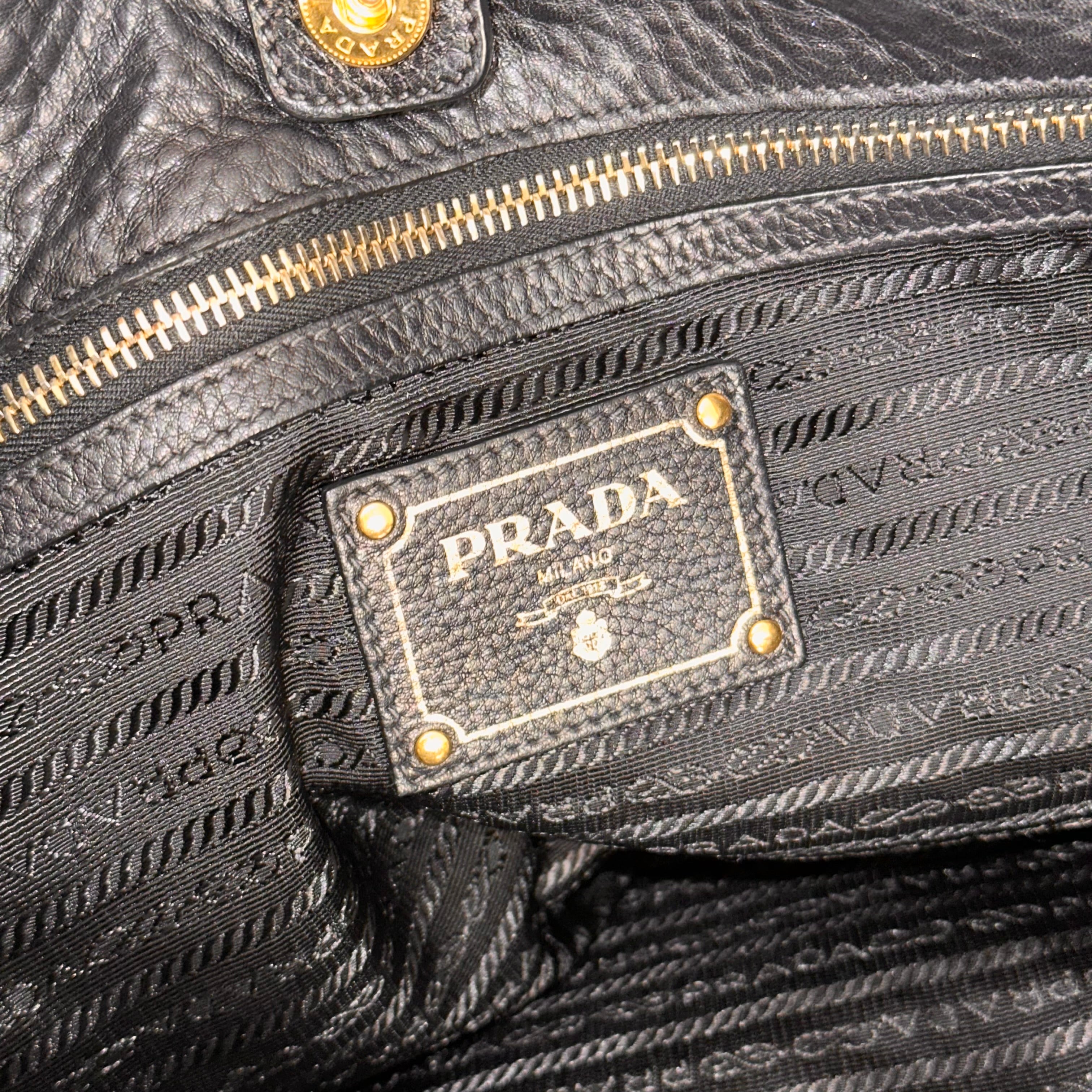 Black Vitello Leather Tote