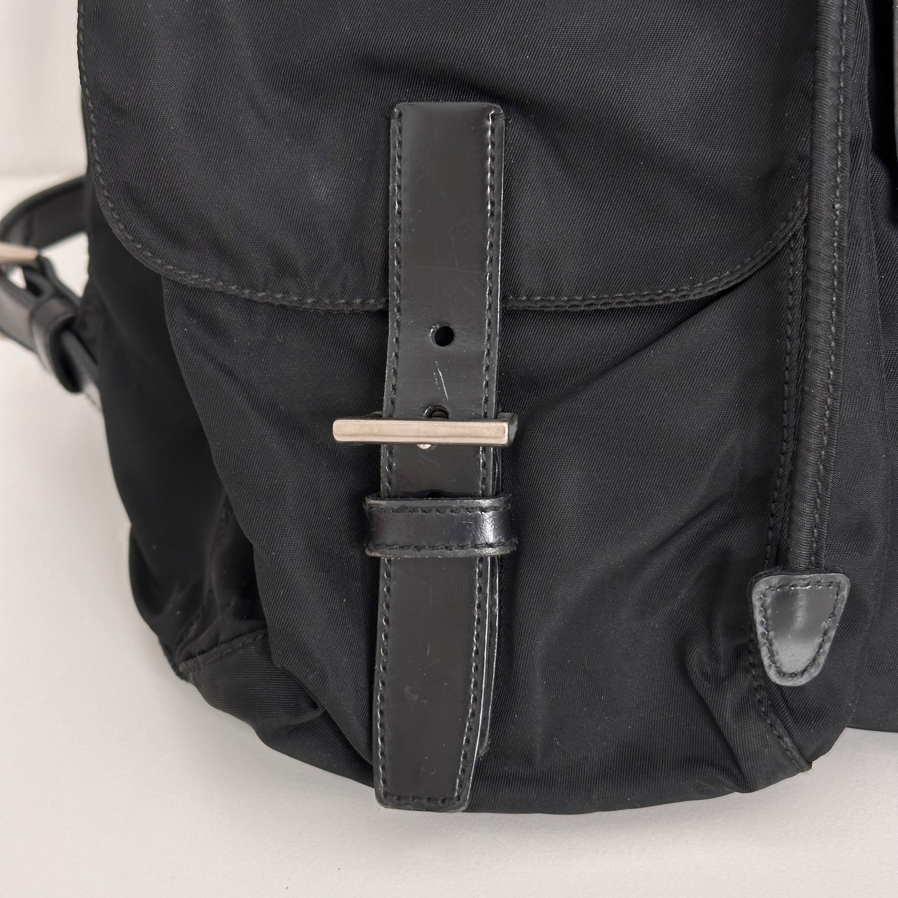 Black Nylon Tessuto Backpack