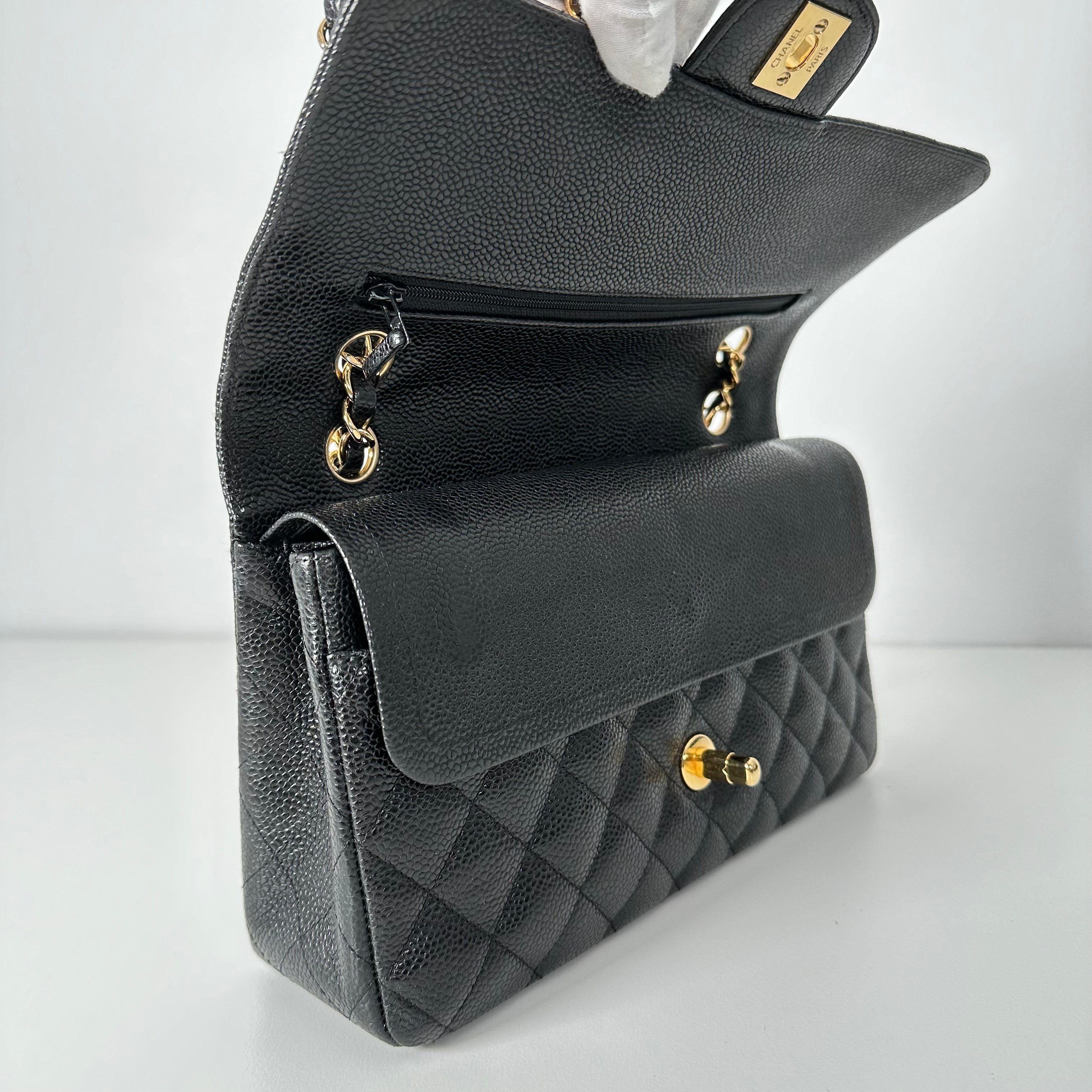 Black Caviar Medium Classic Double Flap