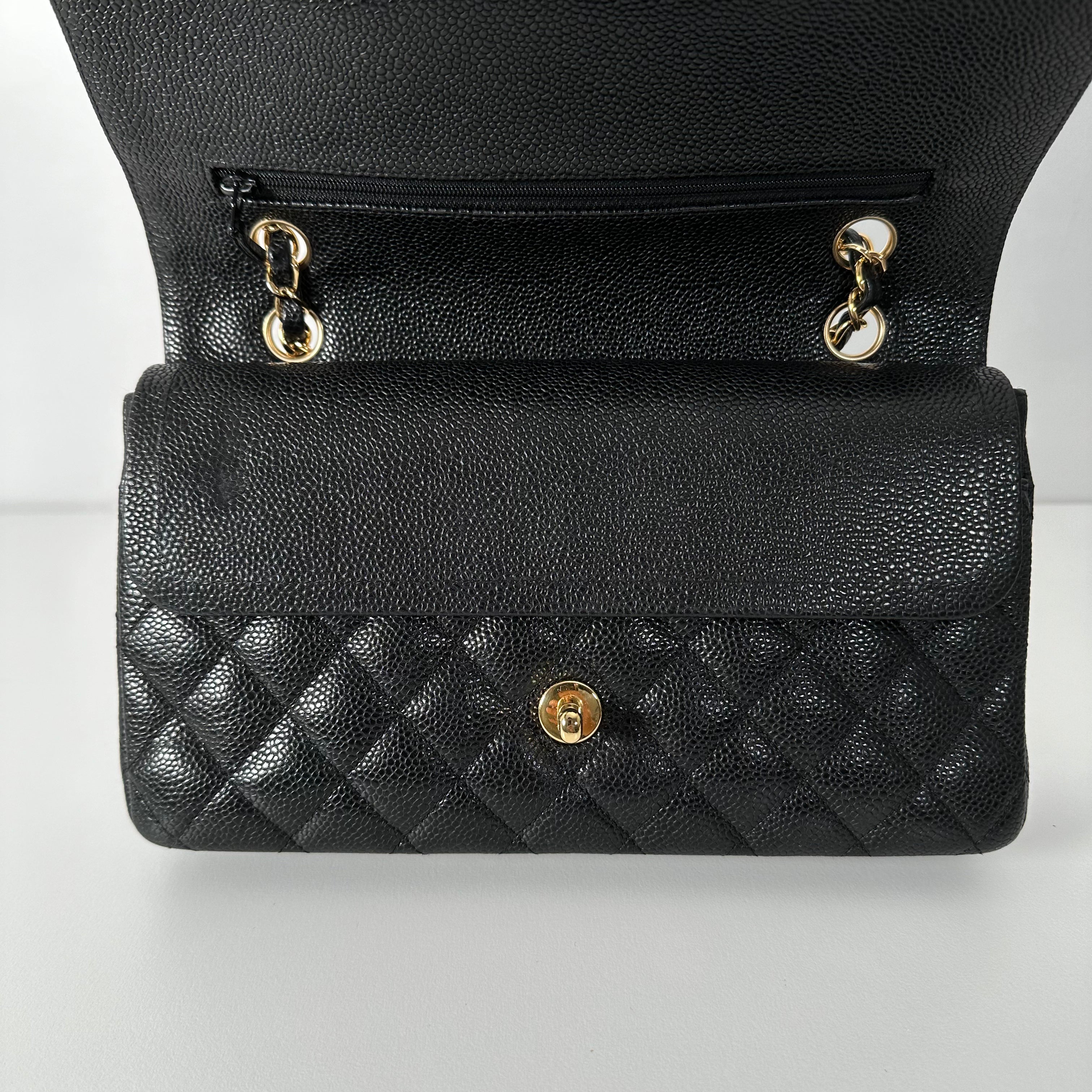 Black Caviar Medium Classic Double Flap