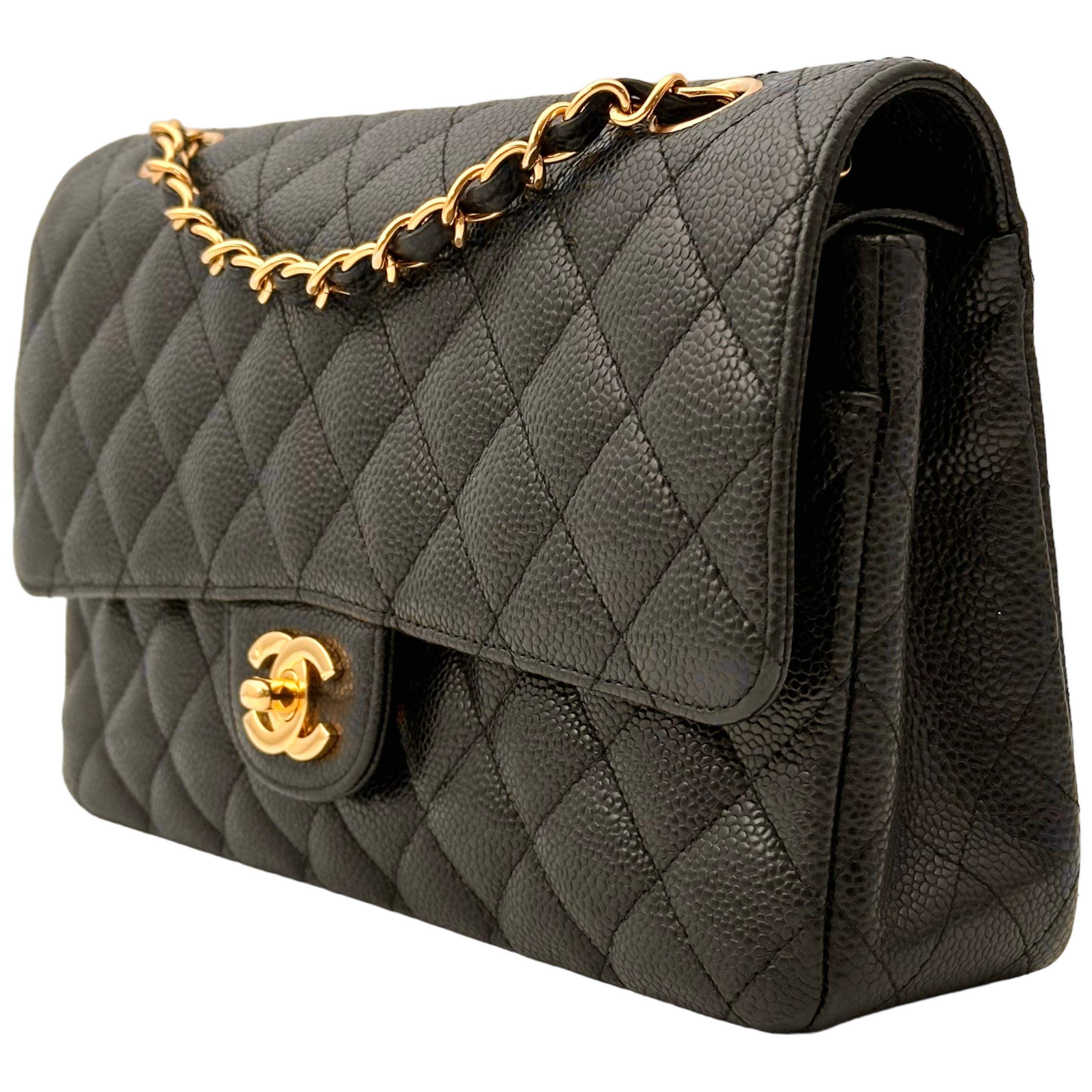 Black Caviar Medium Classic Double Flap