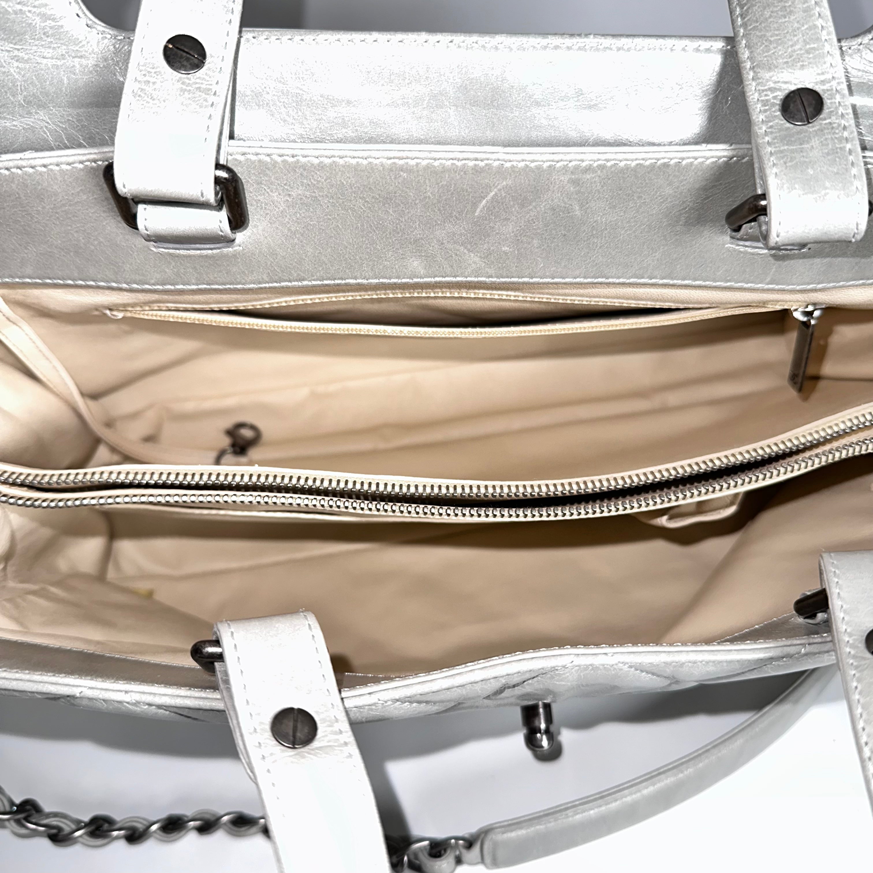 Grey Convertible Boy Aged Calfskin Tote