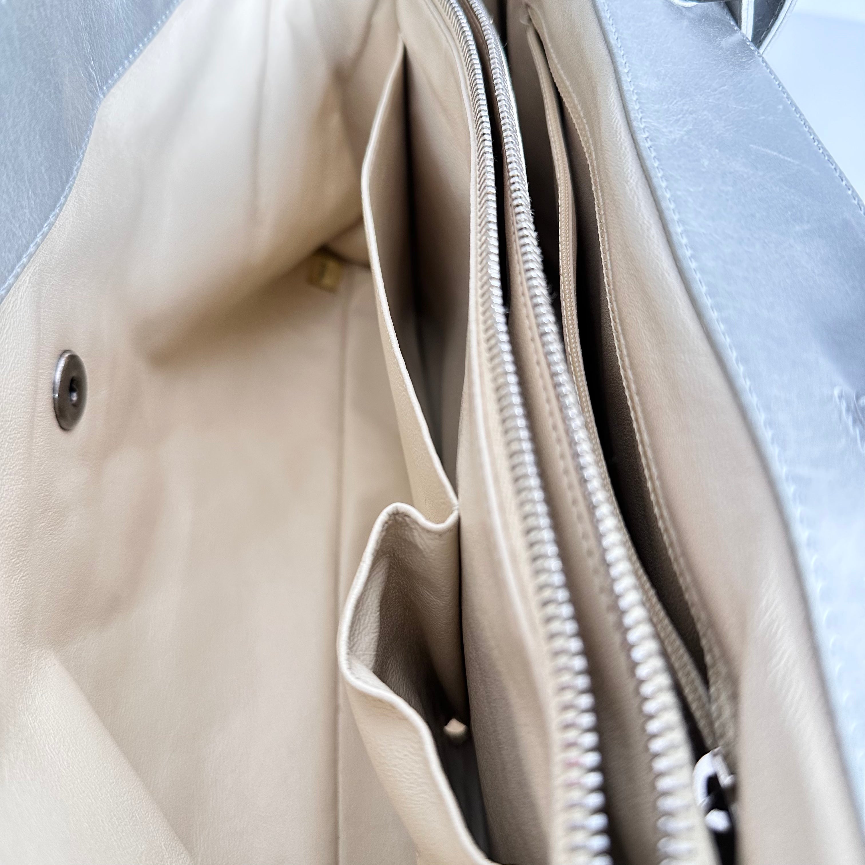 Grey Convertible Boy Aged Calfskin Tote