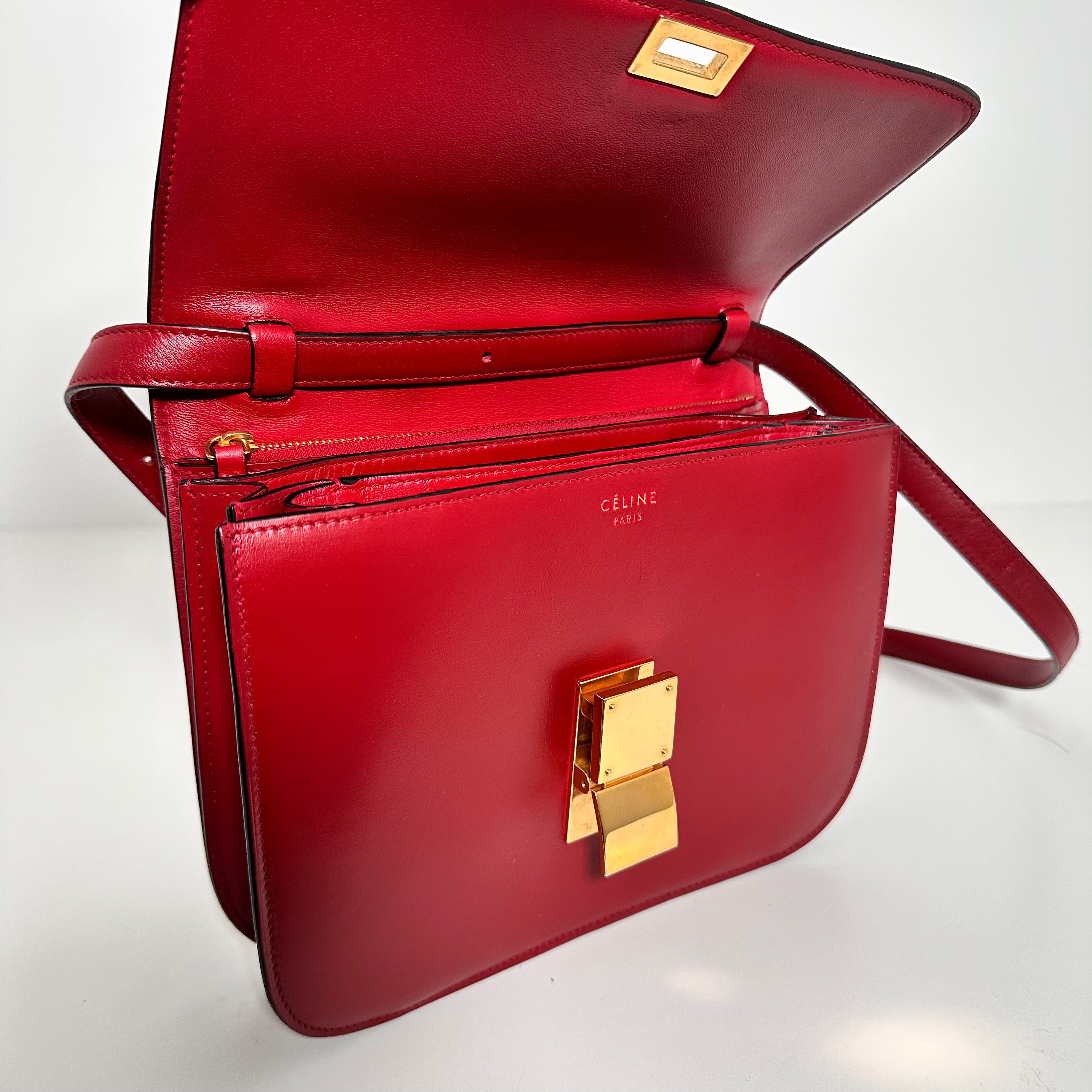Medium Classic Bag in Box Calfskin Red