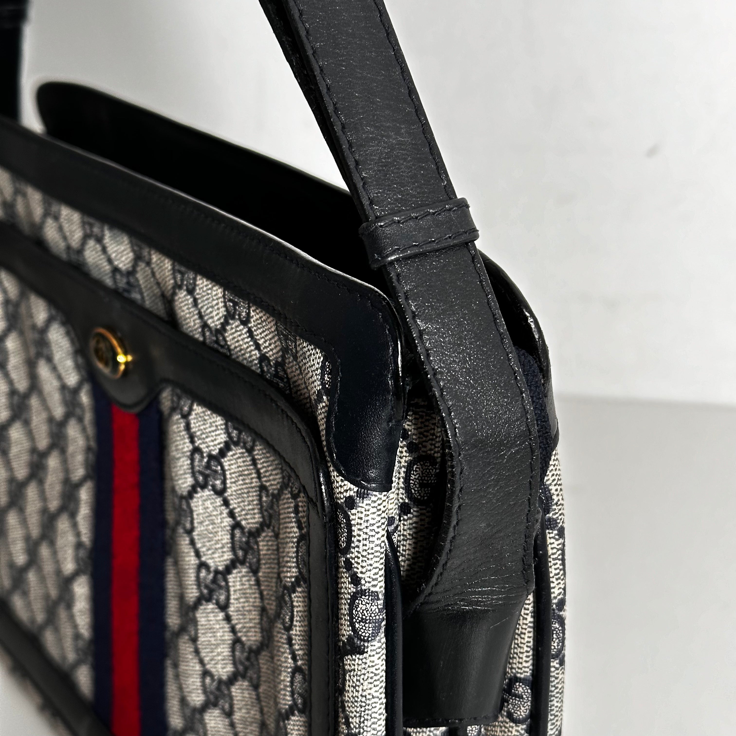 Vintage Navy and Red Stripe Shoulder Bag