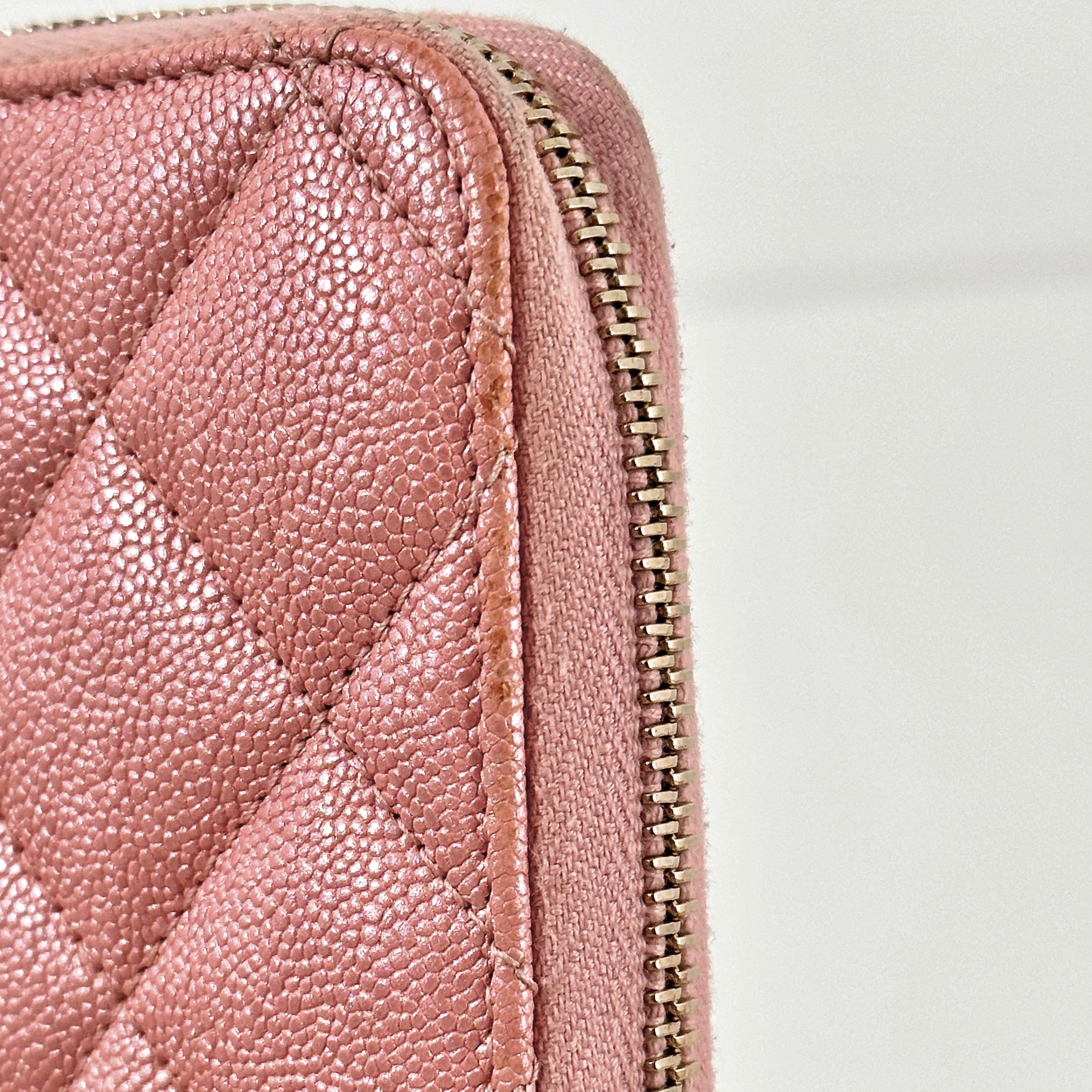 Iridescent Caviar Medium Zip Around Wallet