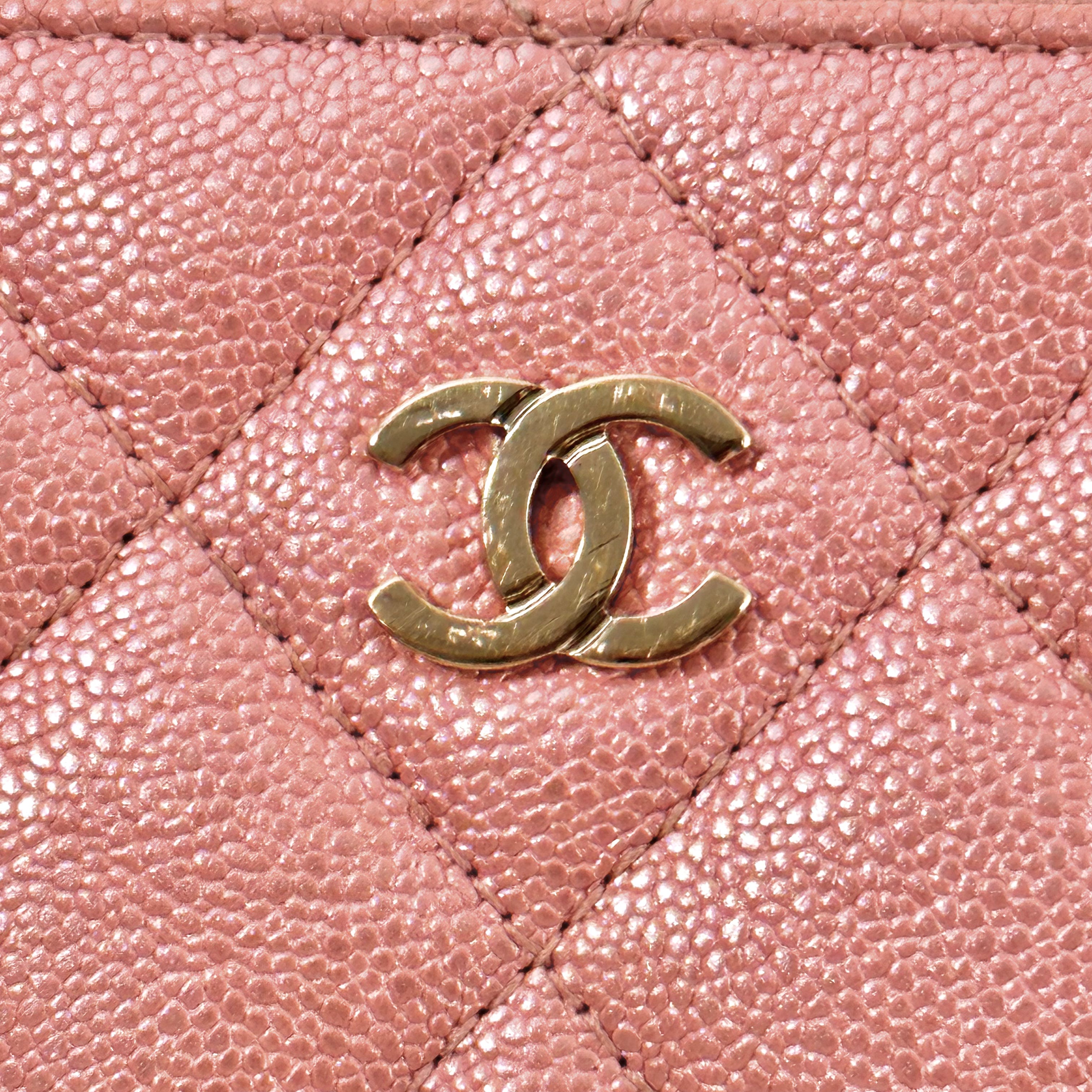 Iridescent Caviar Medium Zip Around Wallet
