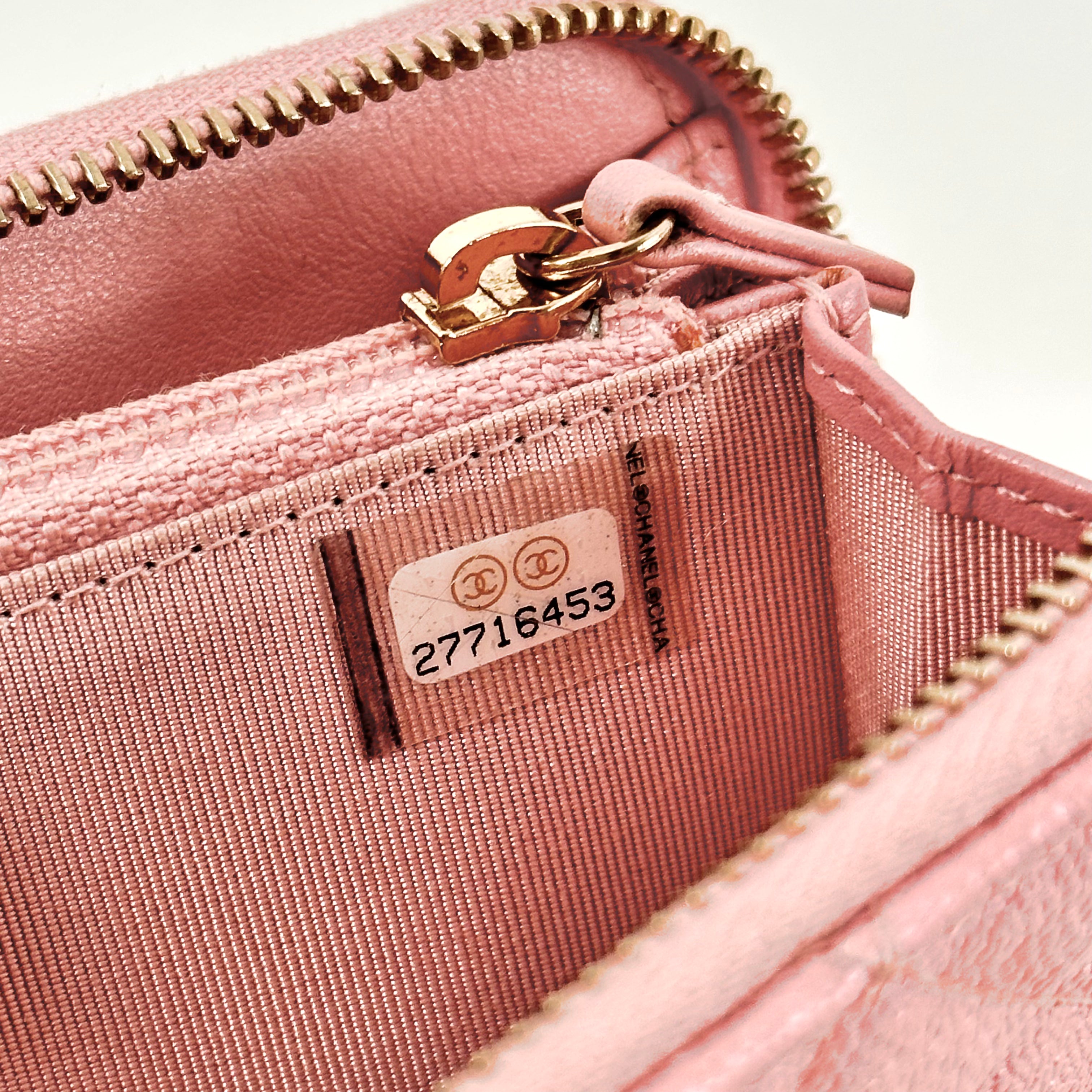 Iridescent Caviar Medium Zip Around Wallet