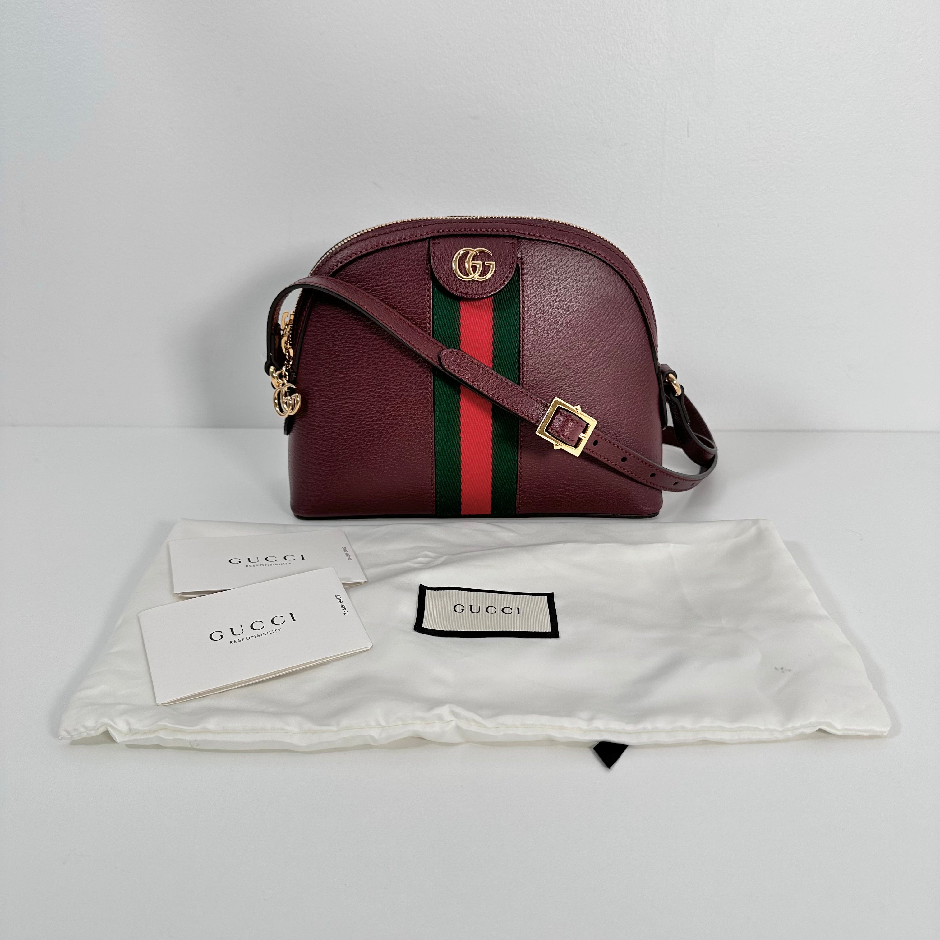 Burgundy Small Ophidia Shoulder Bag
