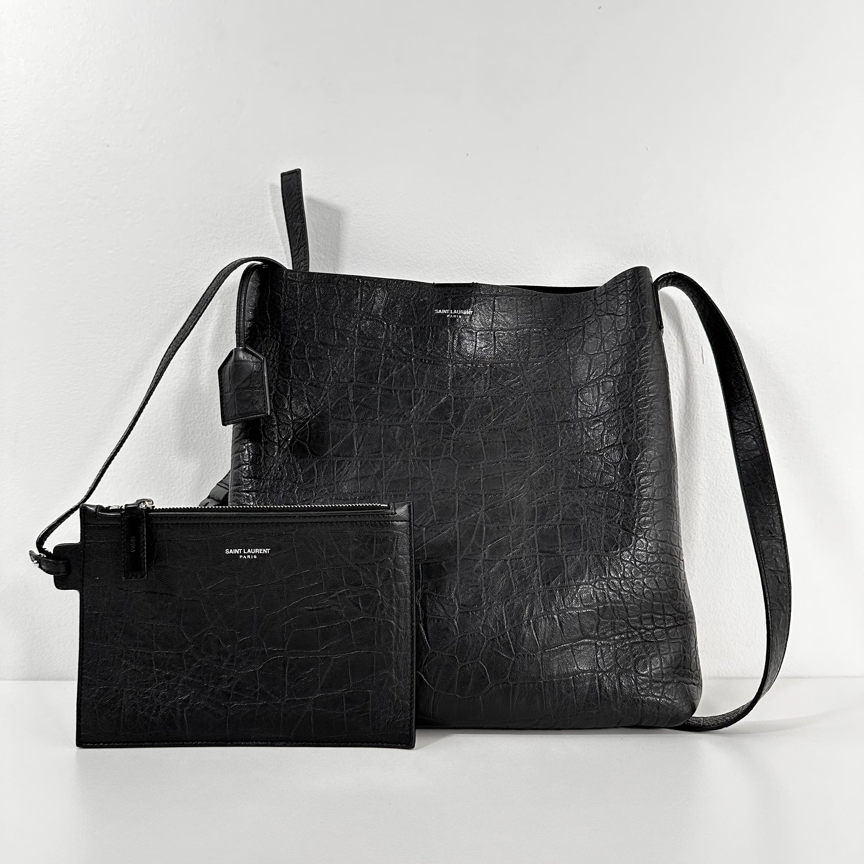 Black Crocodile Messenger Bag