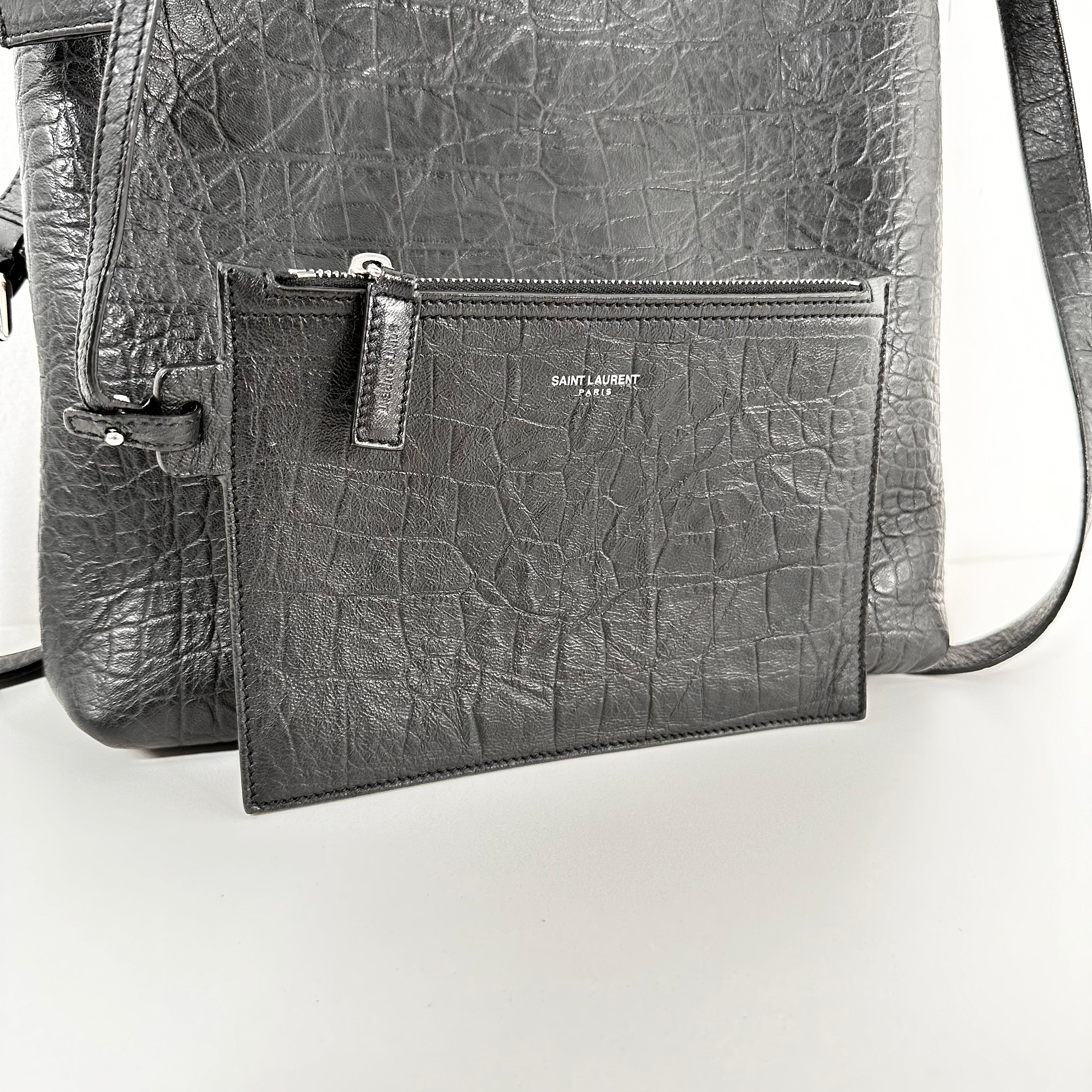 Black Crocodile Messenger Bag