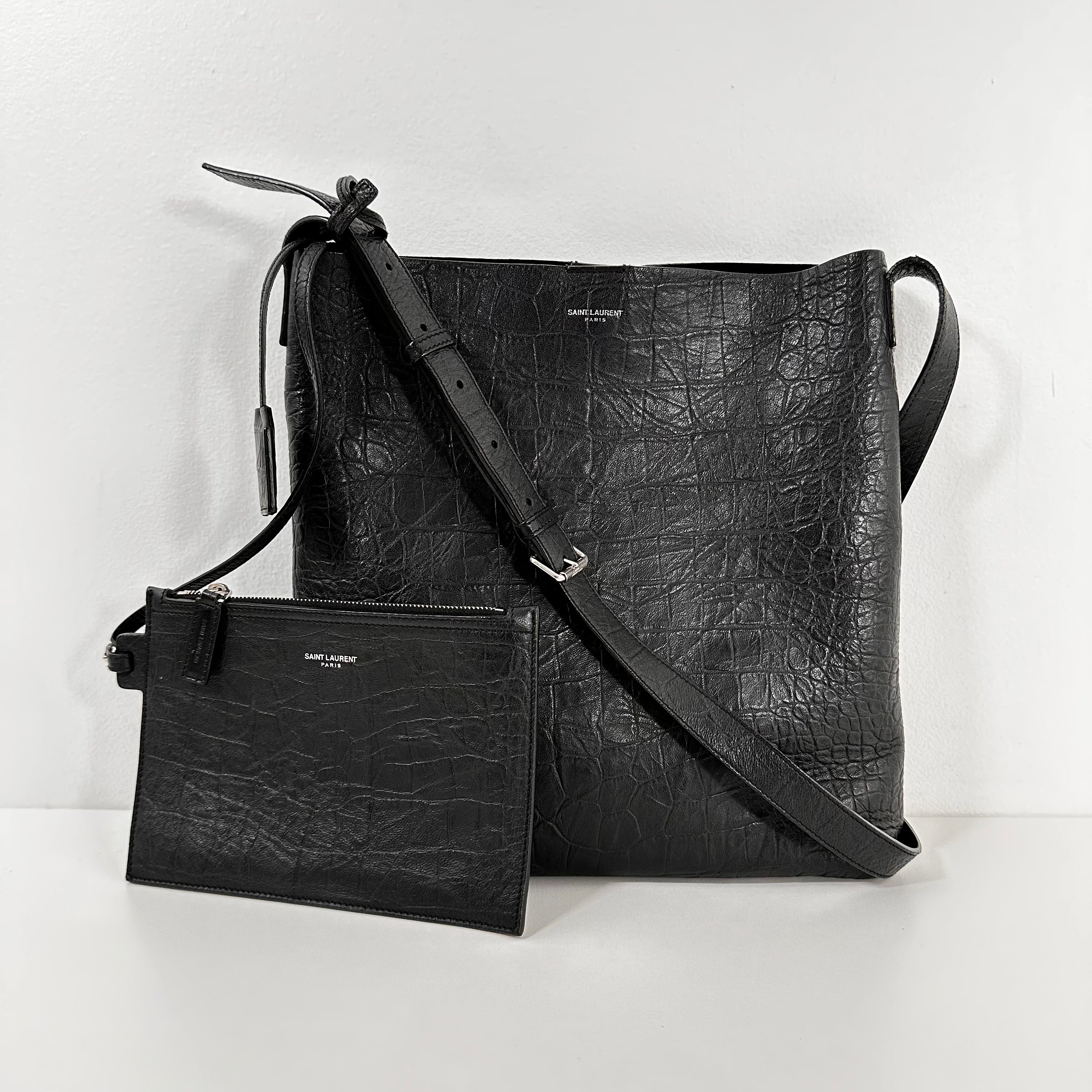 Black Crocodile Messenger Bag