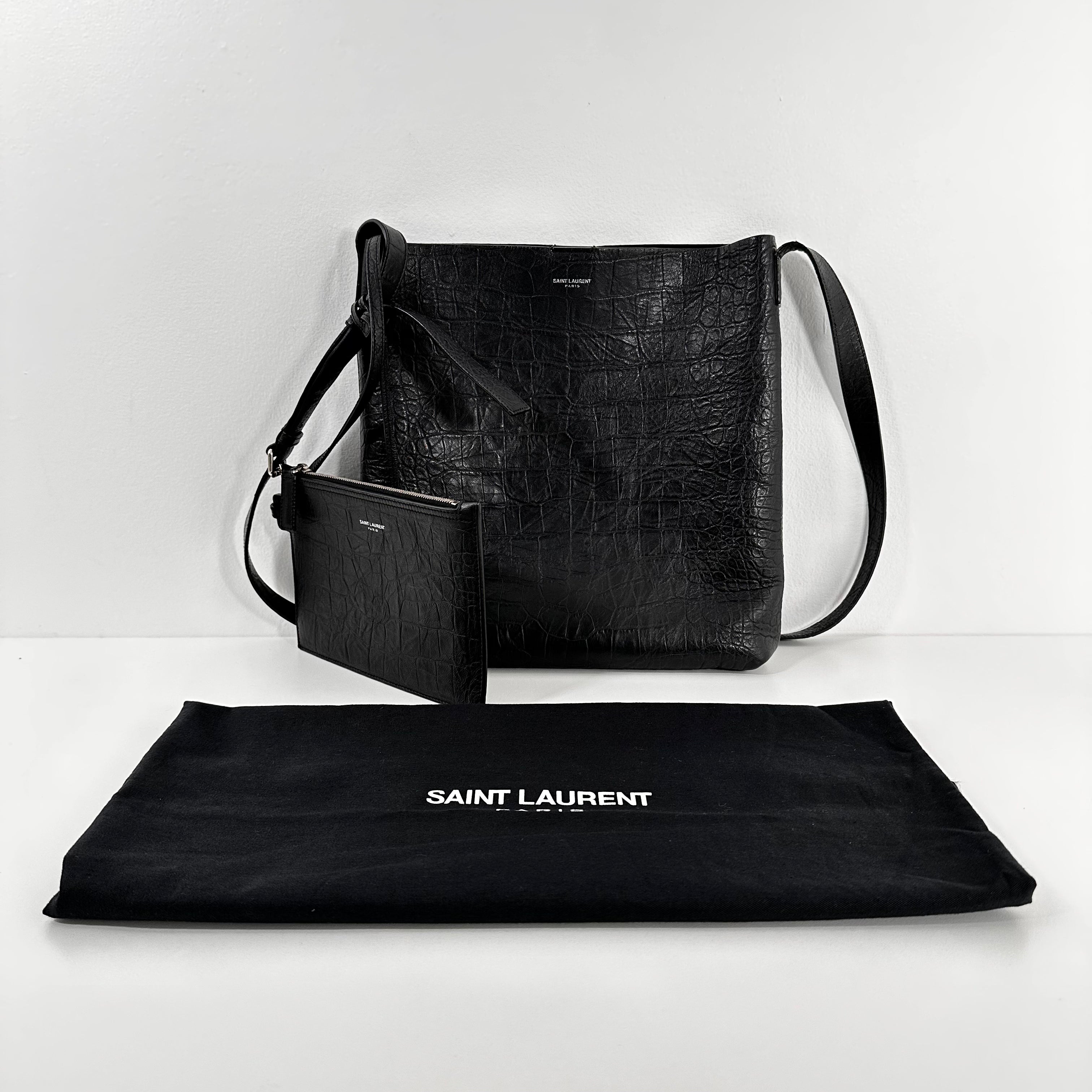 Black Crocodile Messenger Bag