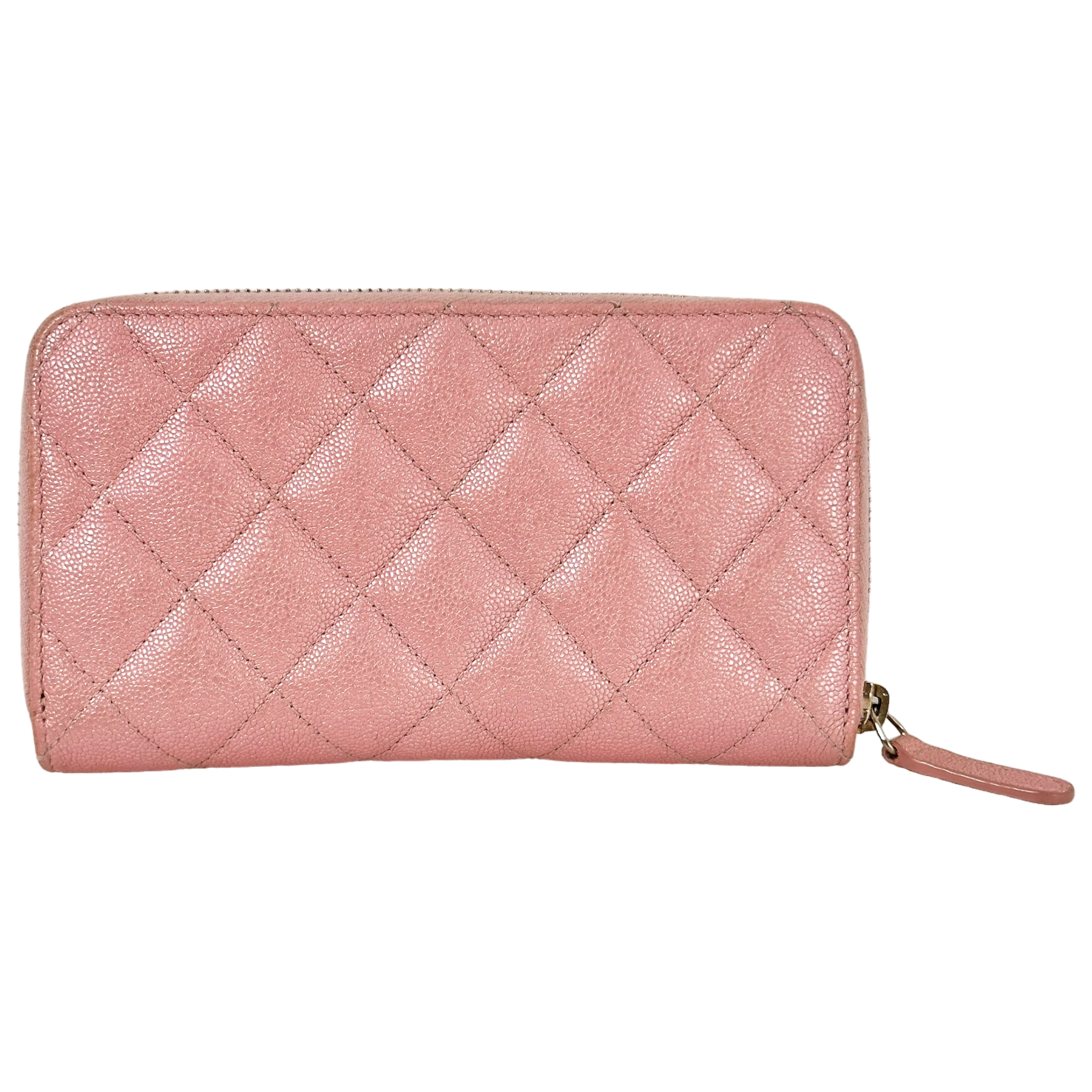 Iridescent Caviar Medium Zip Around Wallet