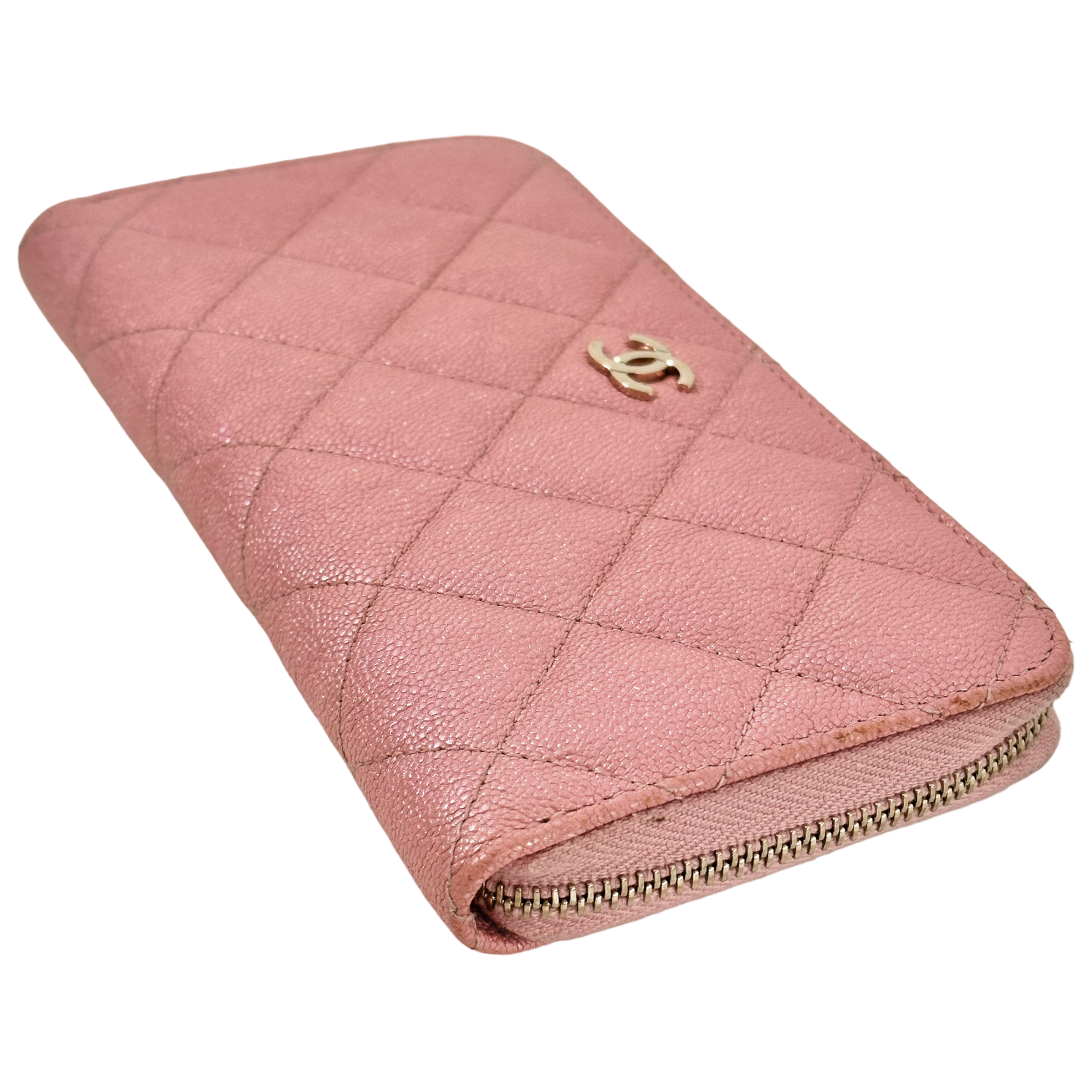 Iridescent Caviar Medium Zip Around Wallet