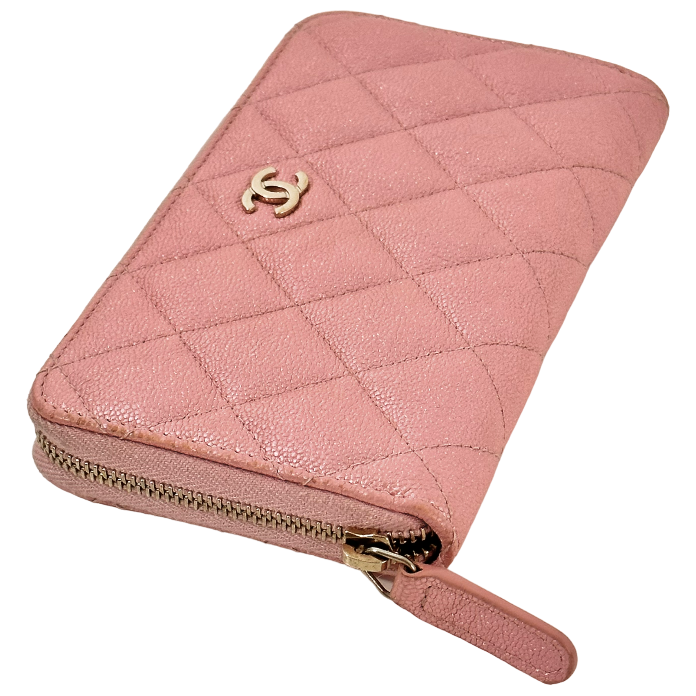 Iridescent Caviar Medium Zip Around Wallet