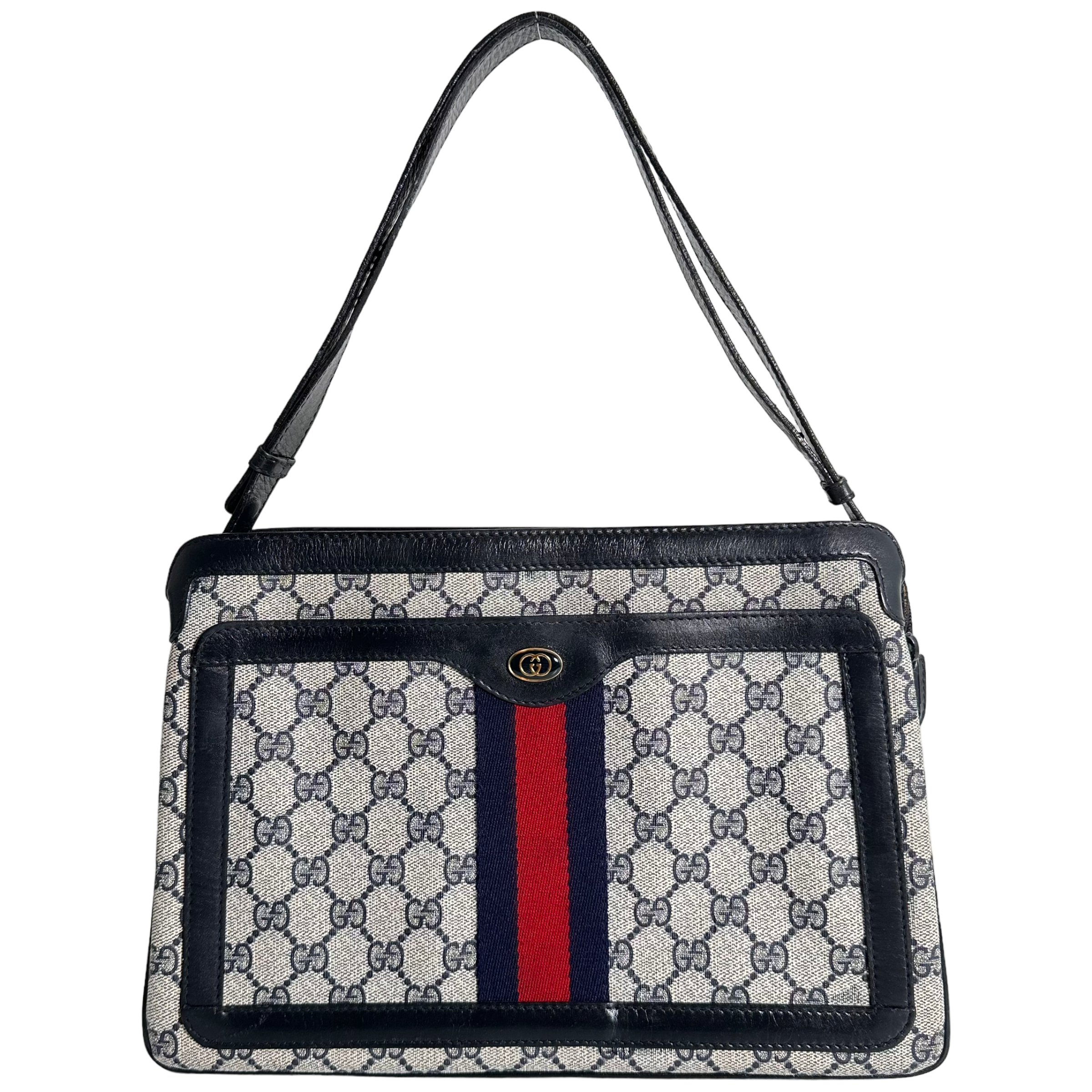 Vintage Navy and Red Stripe Shoulder Bag