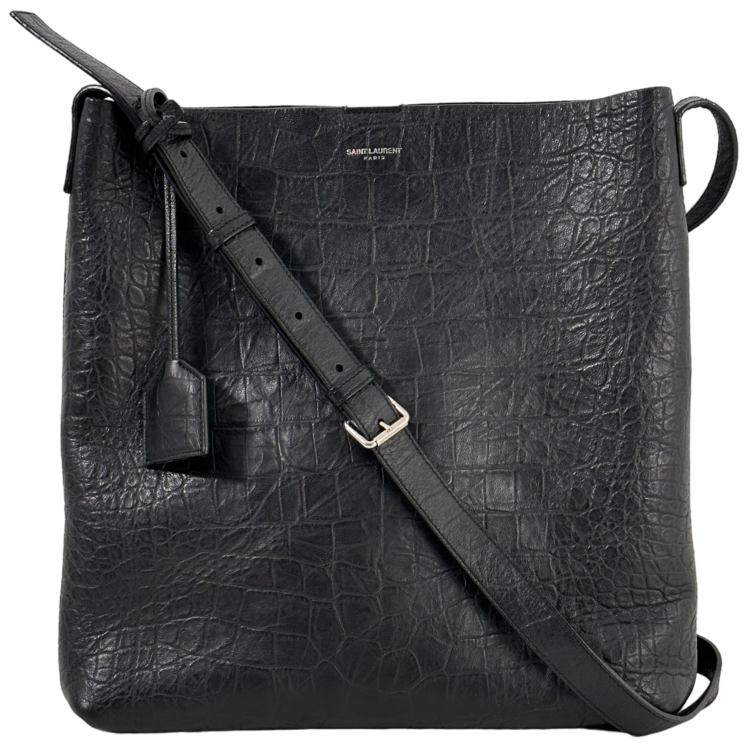 Black Crocodile Messenger Bag