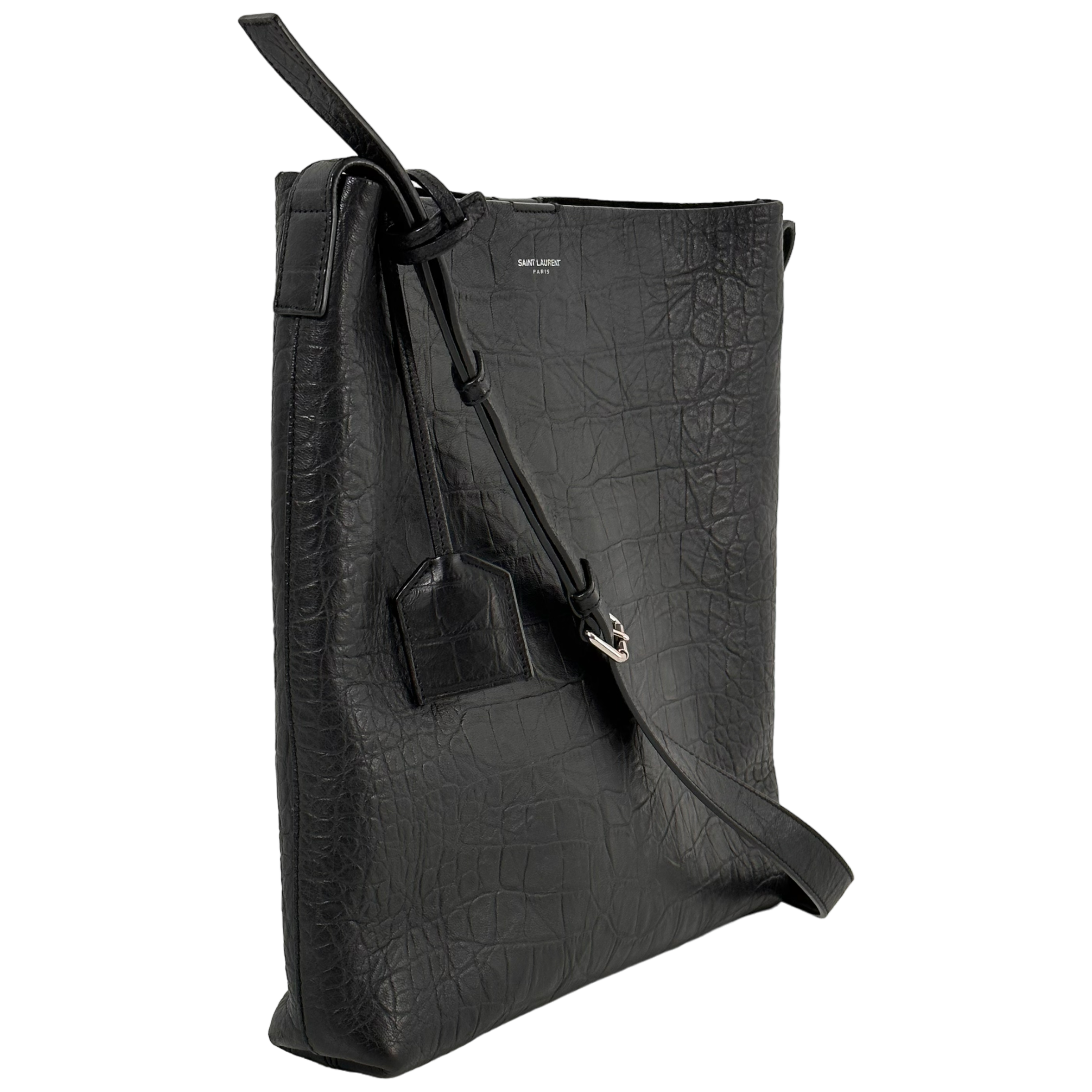 Black Crocodile Messenger Bag