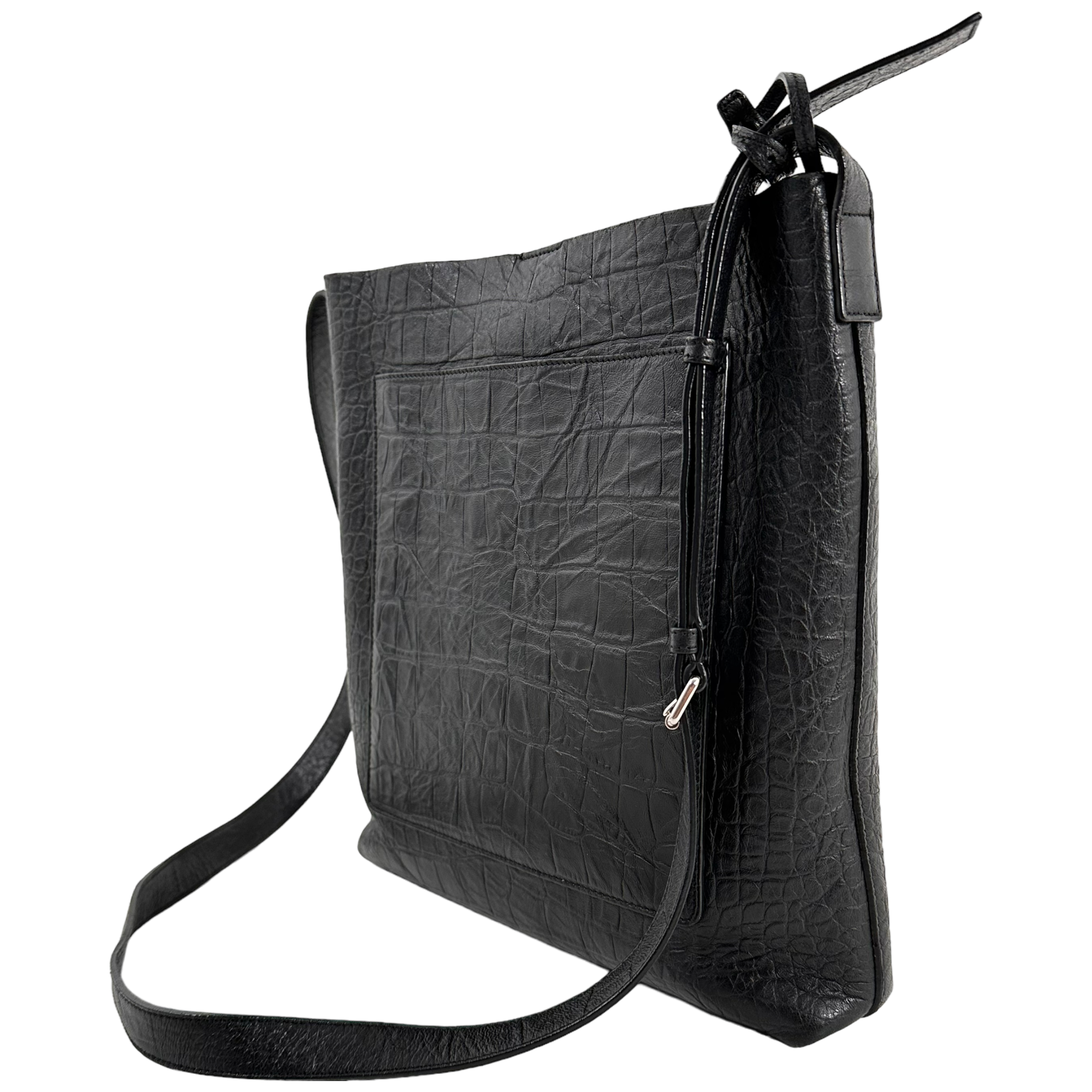 Black Crocodile Messenger Bag