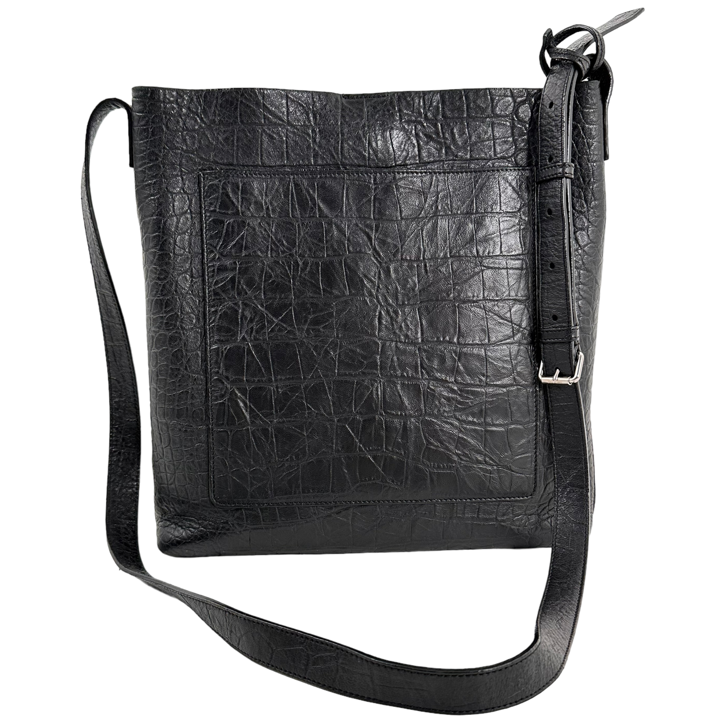 Black Crocodile Messenger Bag