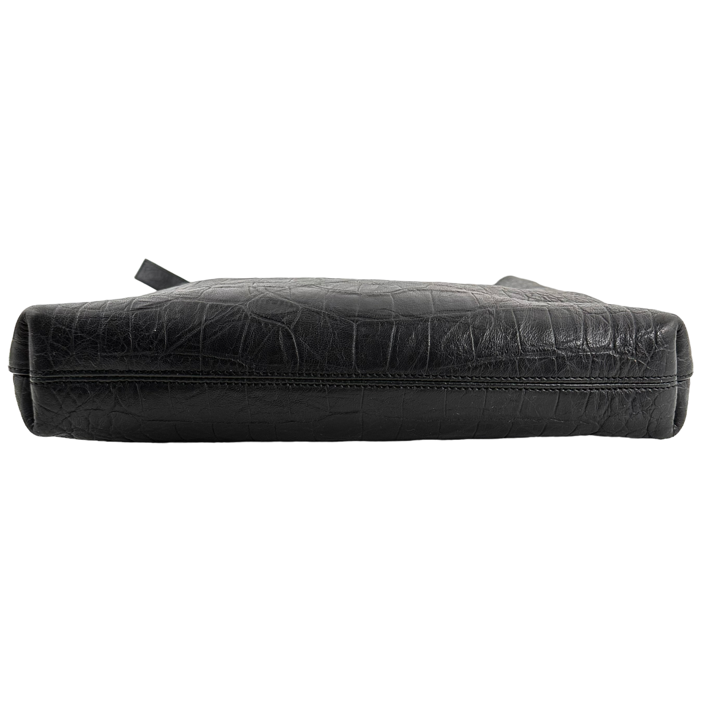 Black Crocodile Messenger Bag
