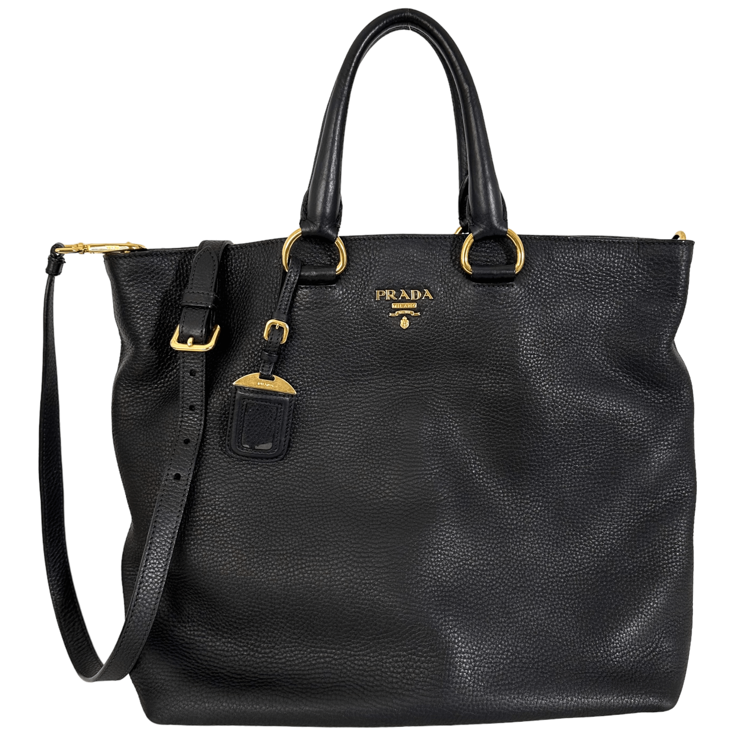 Black Vitello Leather Tote