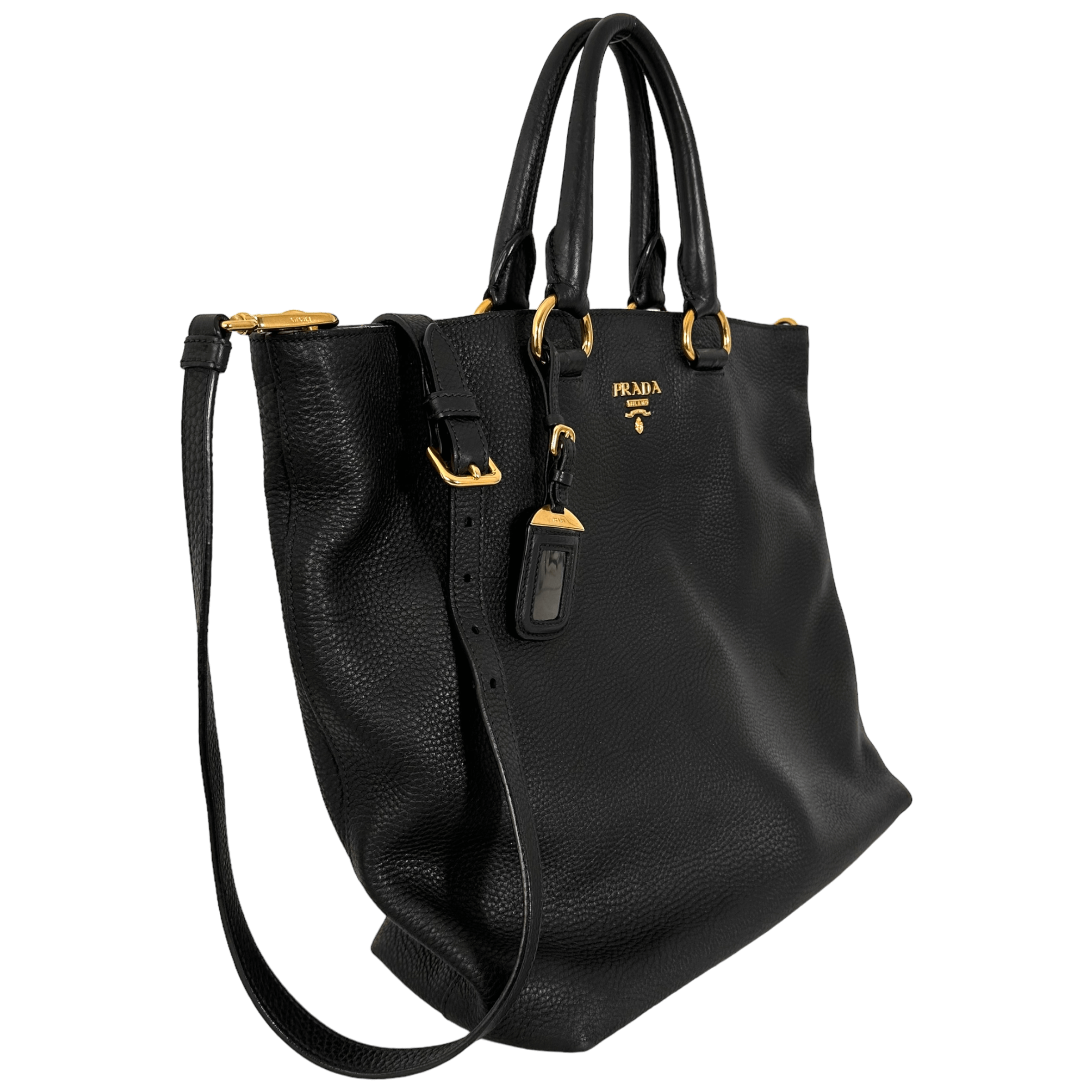 Black Vitello Leather Tote
