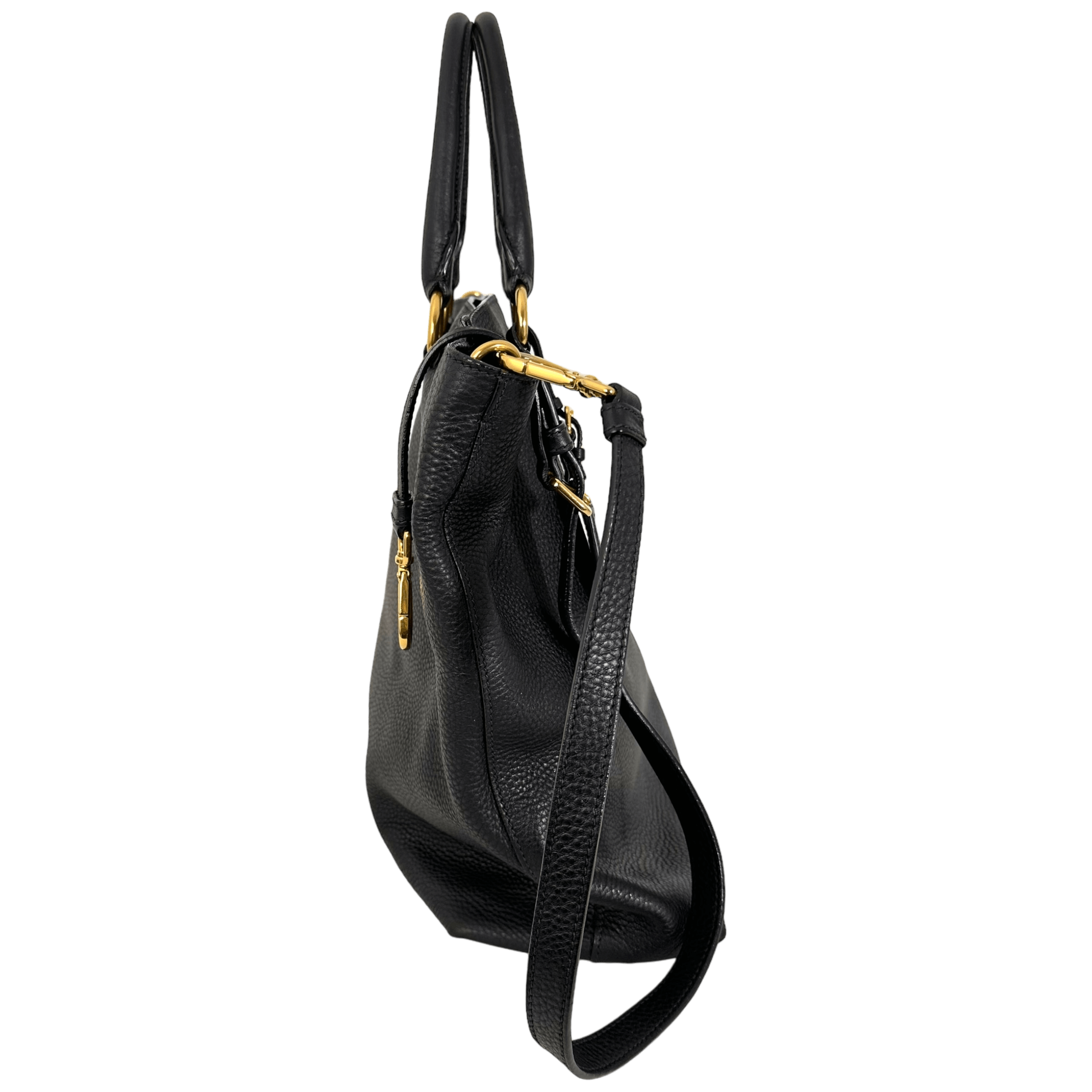 Black Vitello Leather Tote