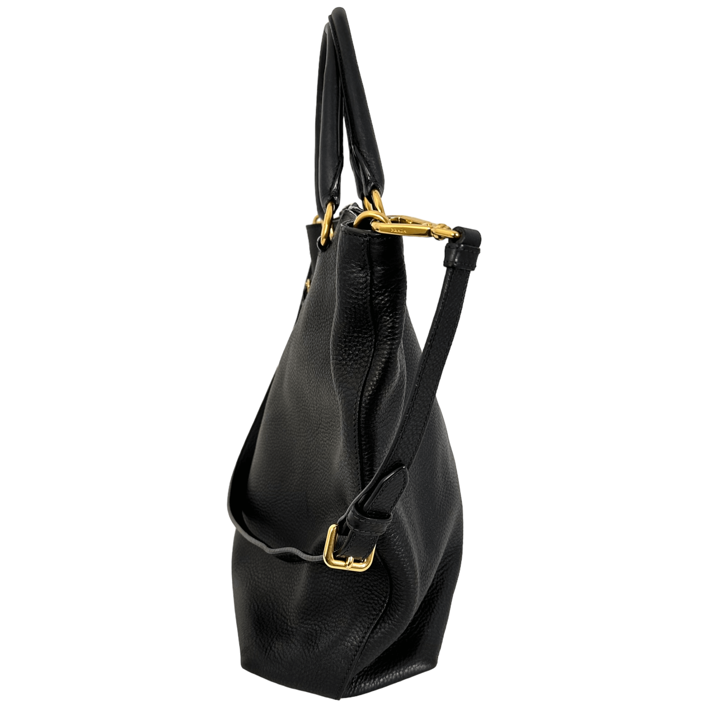 Black Vitello Leather Tote