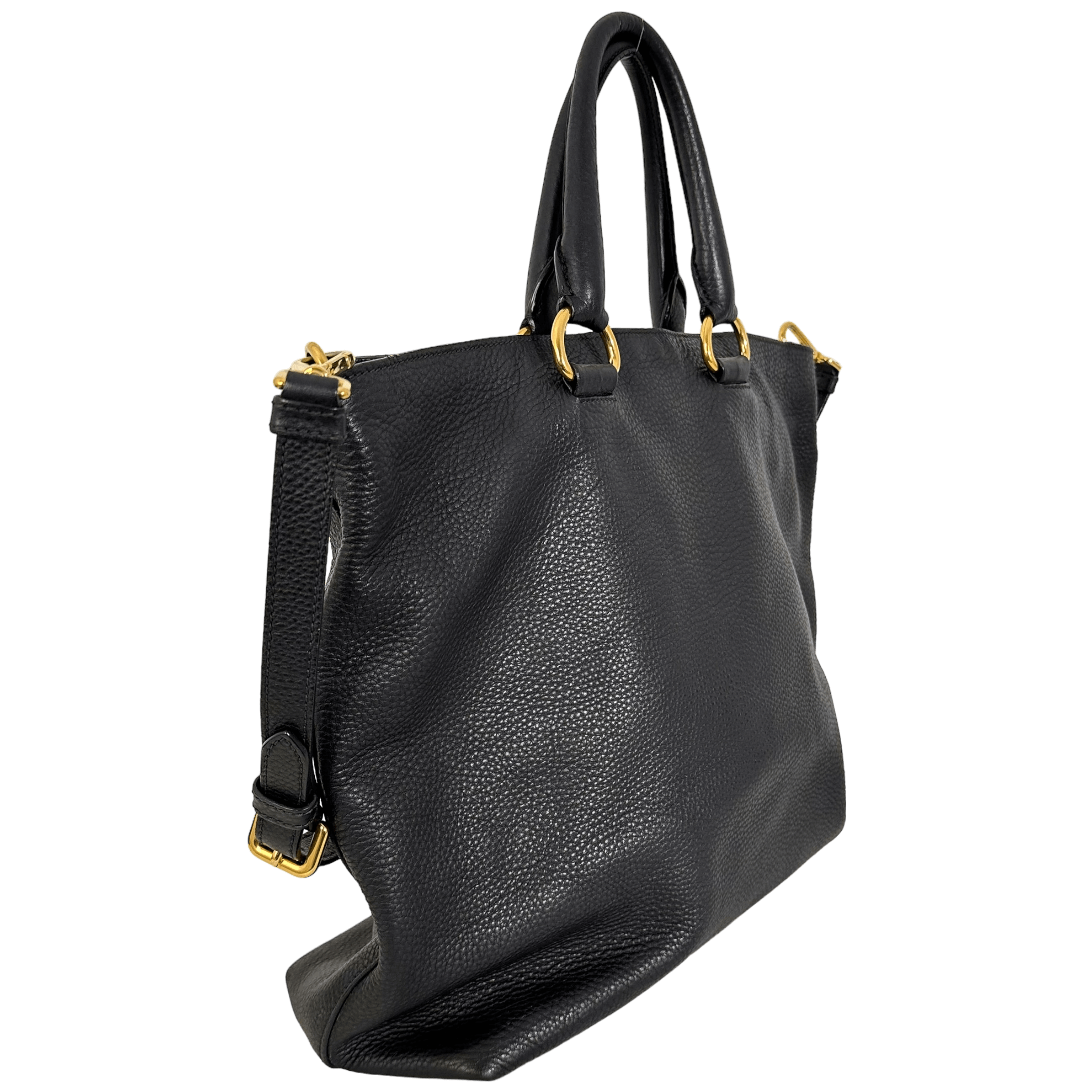 Black Vitello Leather Tote