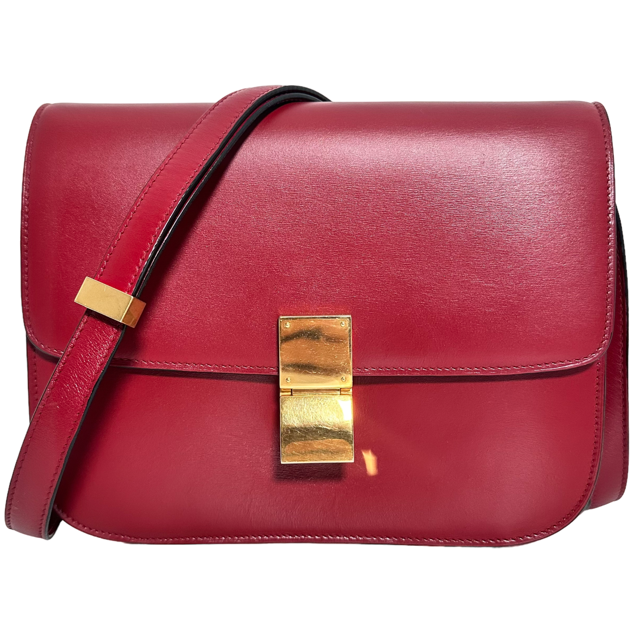 Medium Classic Bag in Box Calfskin Red