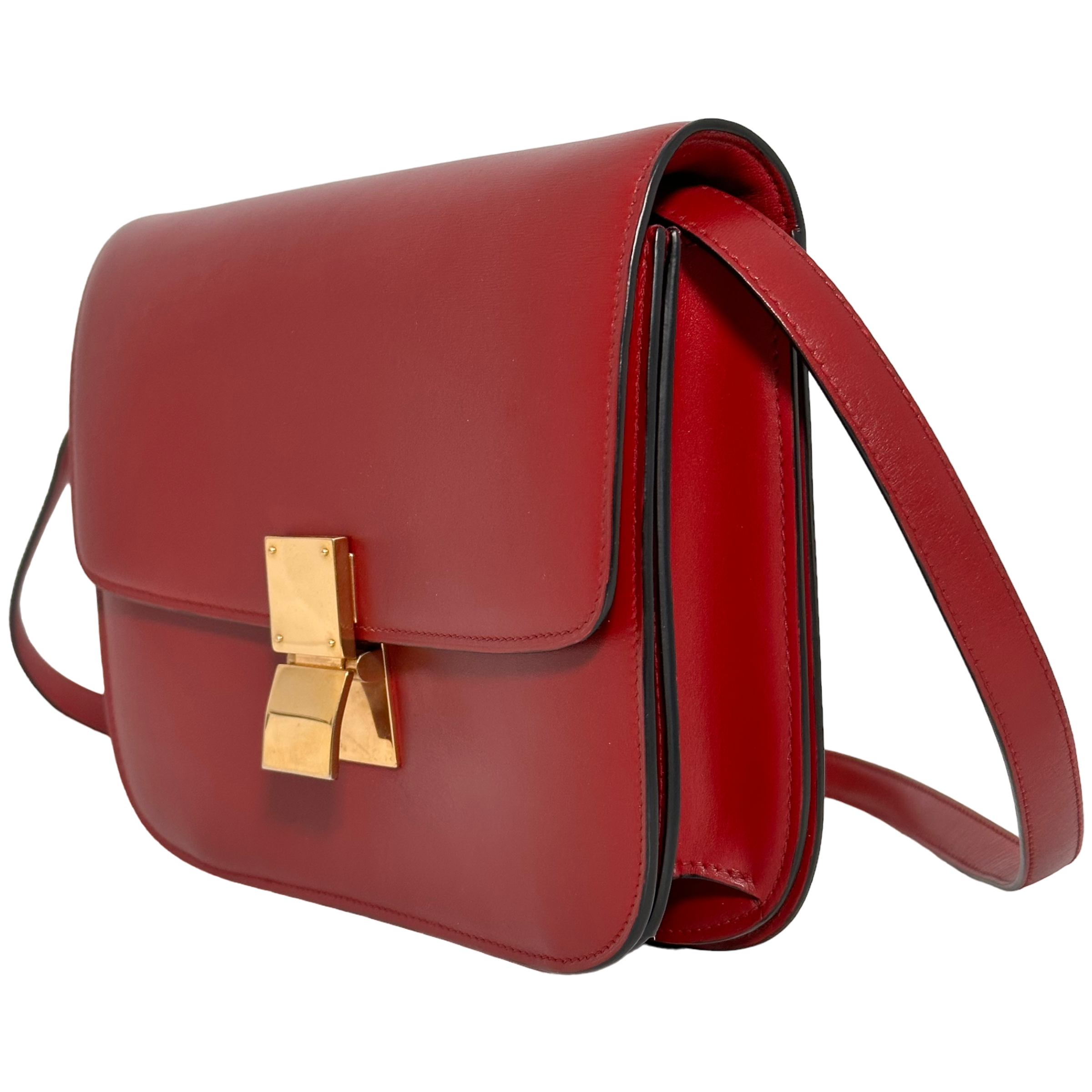 Medium Classic Bag in Box Calfskin Red