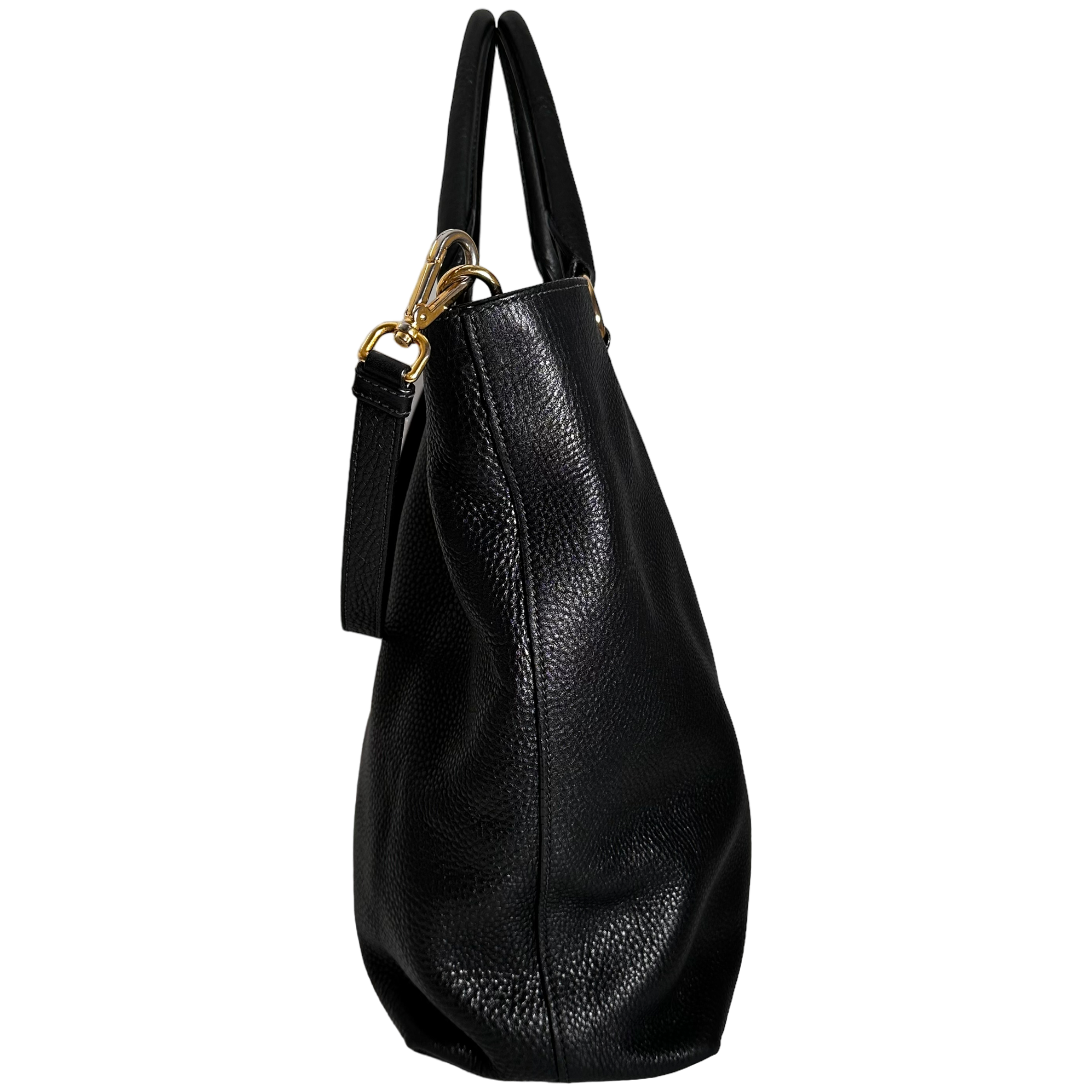 Black Vitello Leather Tote
