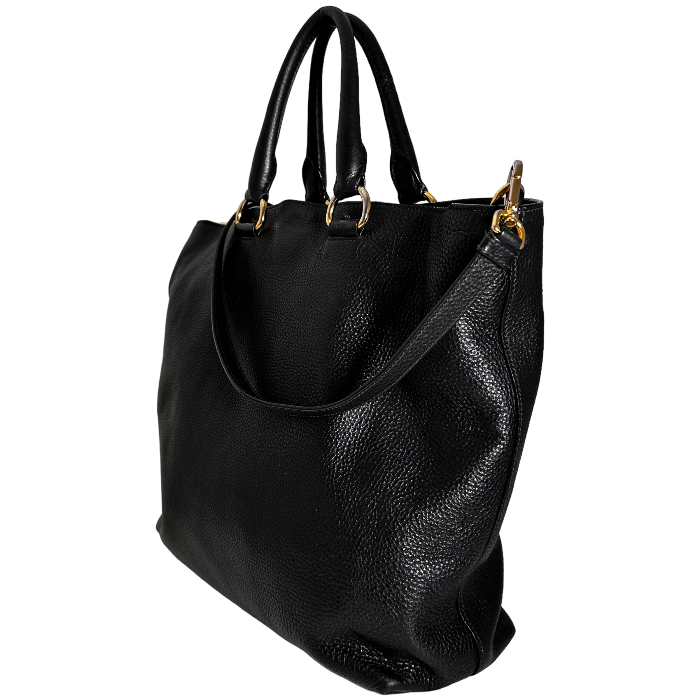 Black Vitello Leather Tote