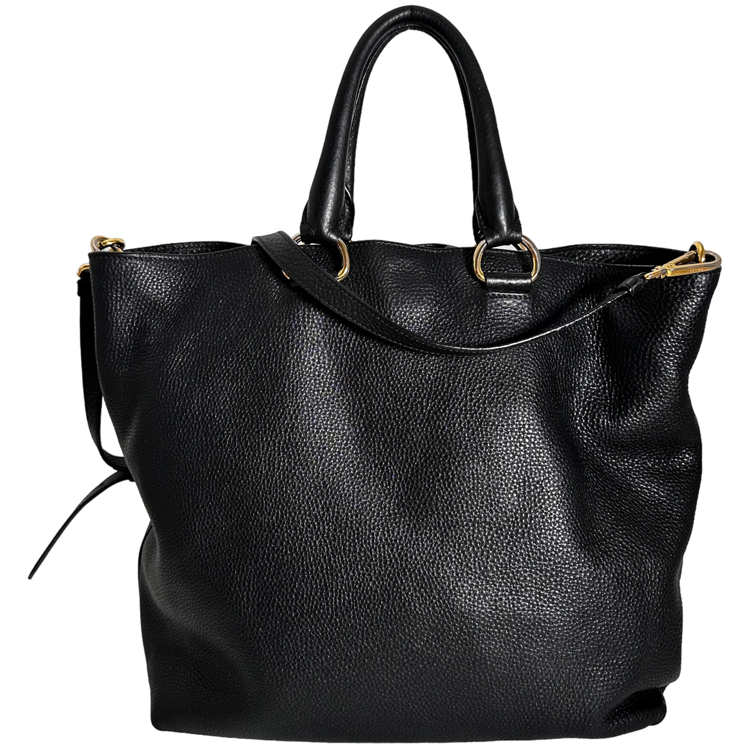 Black Vitello Leather Tote