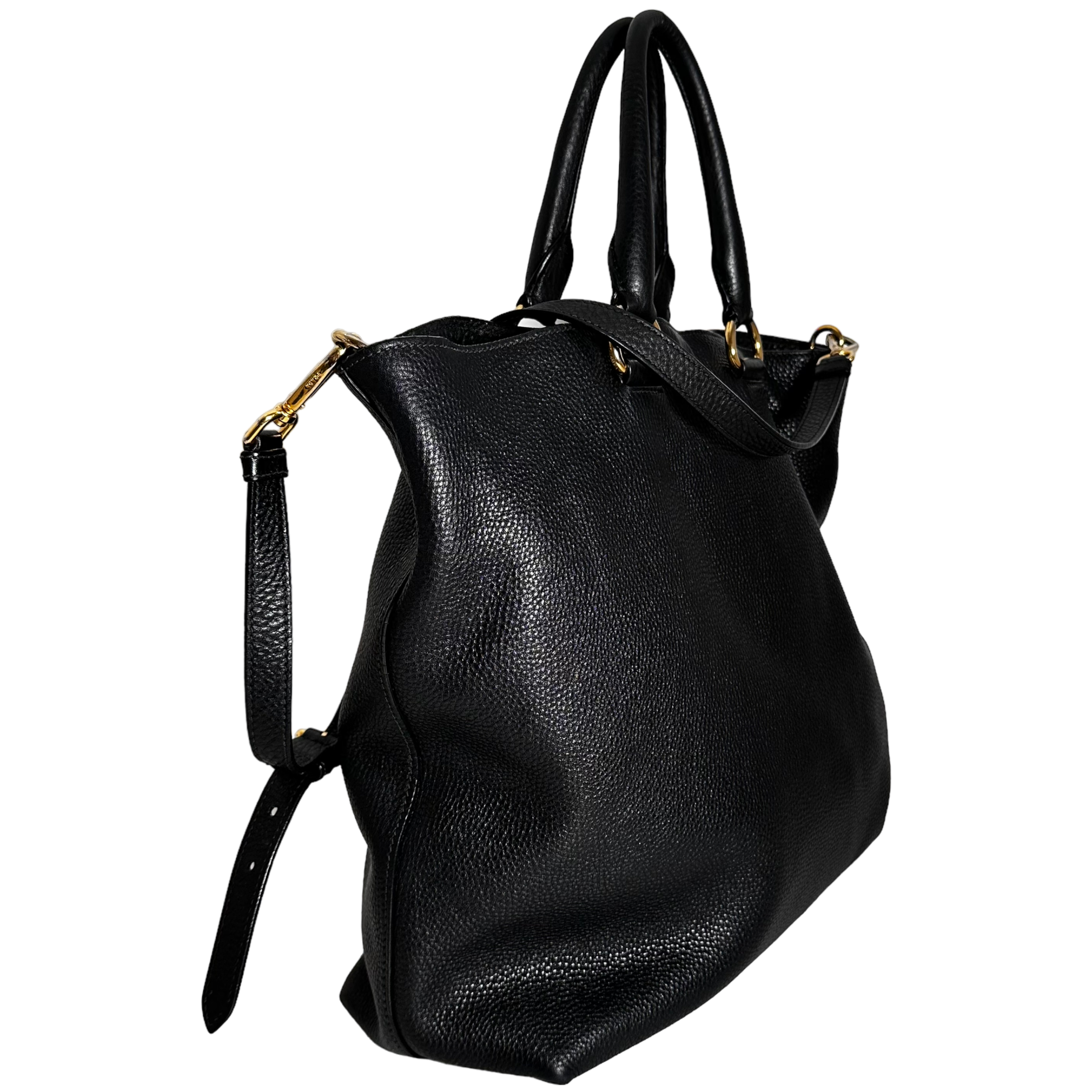 Black Vitello Leather Tote