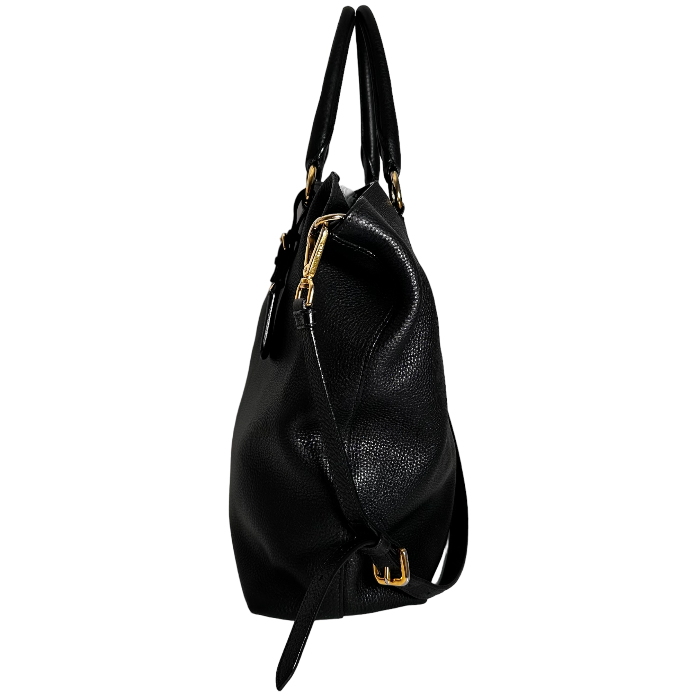 Black Vitello Leather Tote