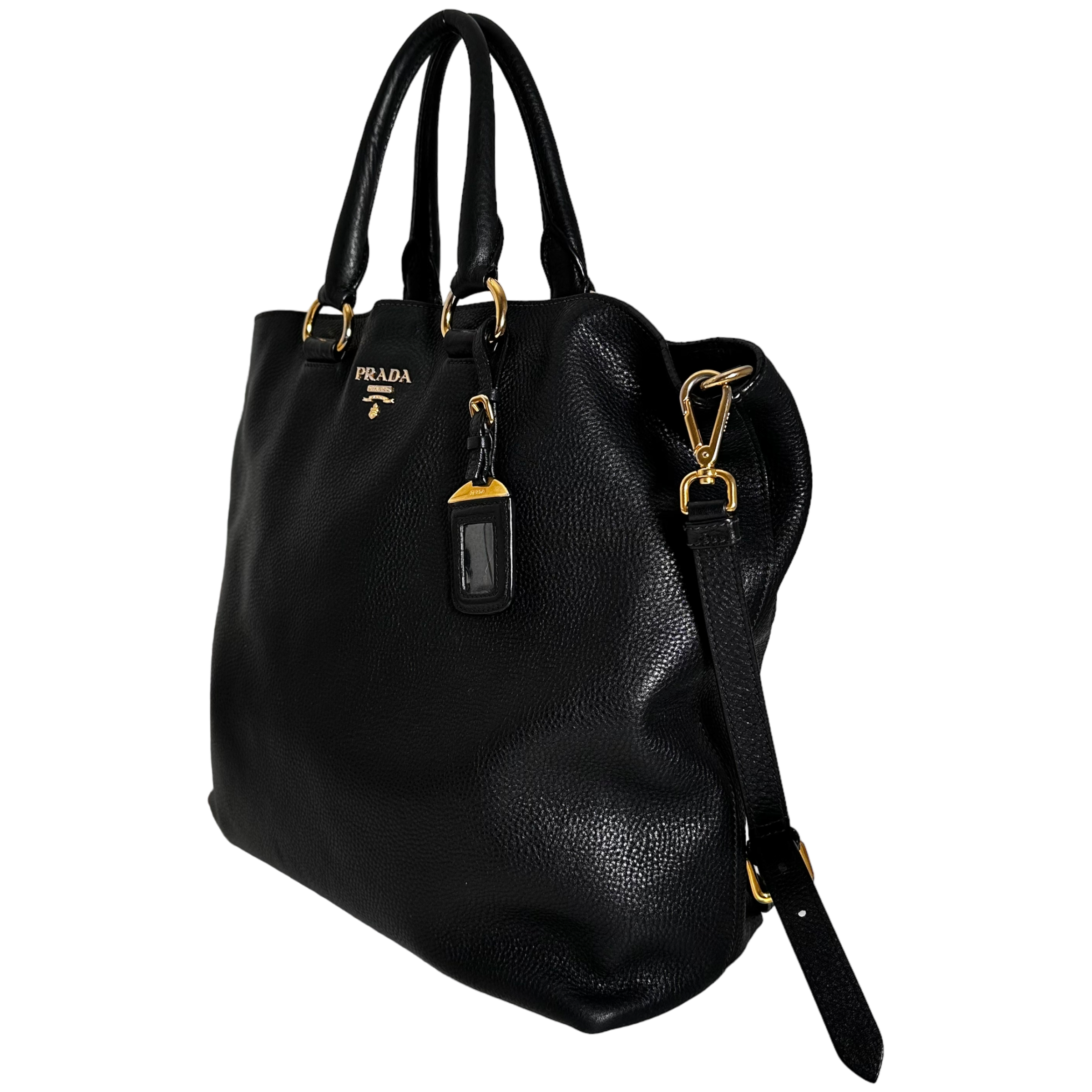 Black Vitello Leather Tote