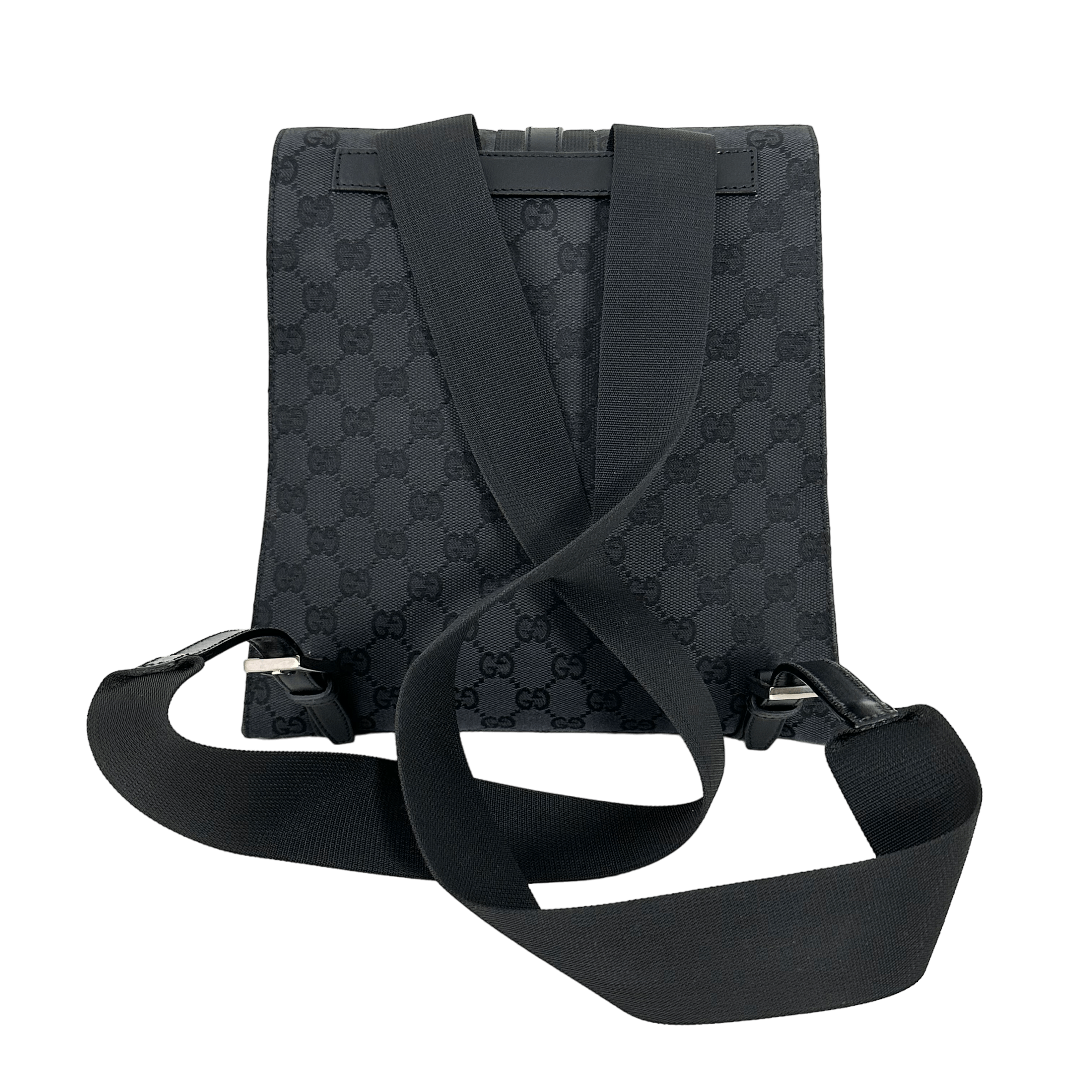 Black GG Web Backpack