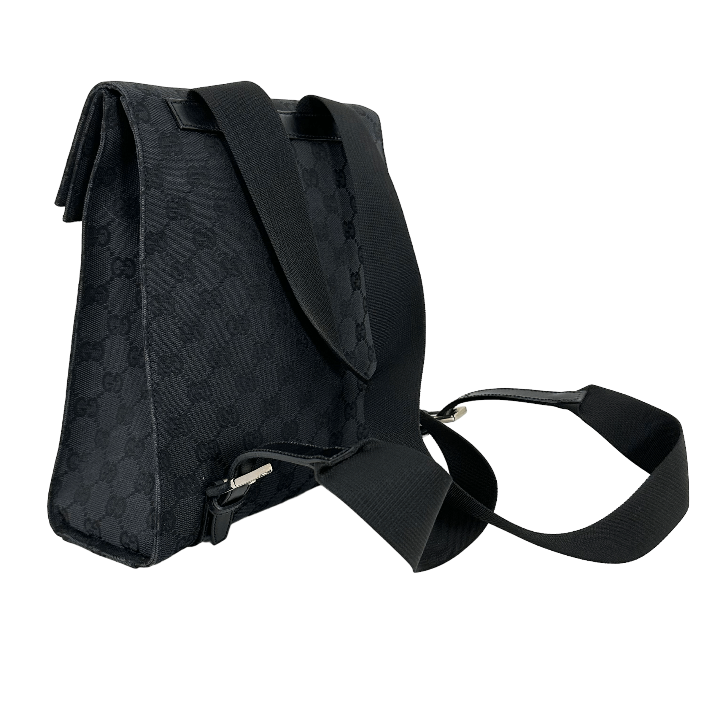 Black GG Web Backpack